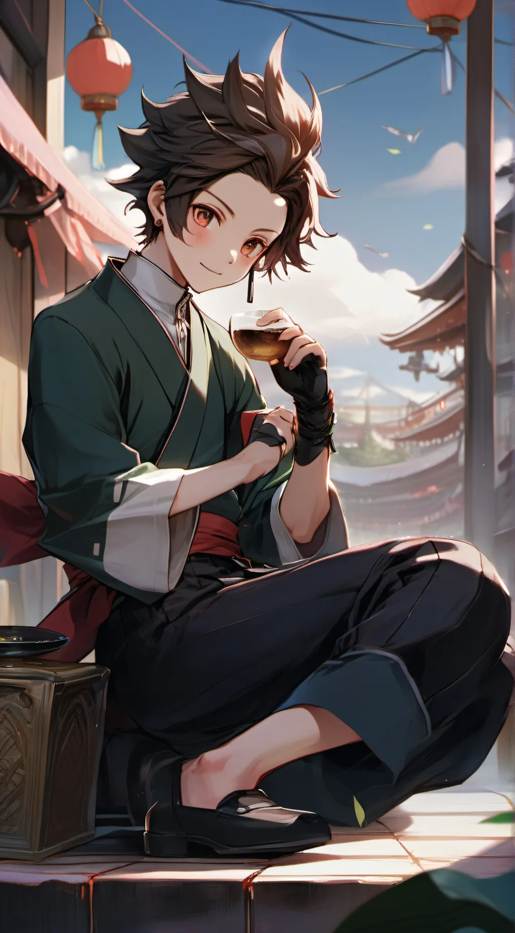 ai character: Tanjiro kamado background