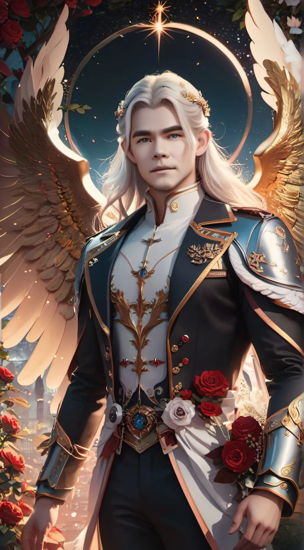 ai character: angel man  background