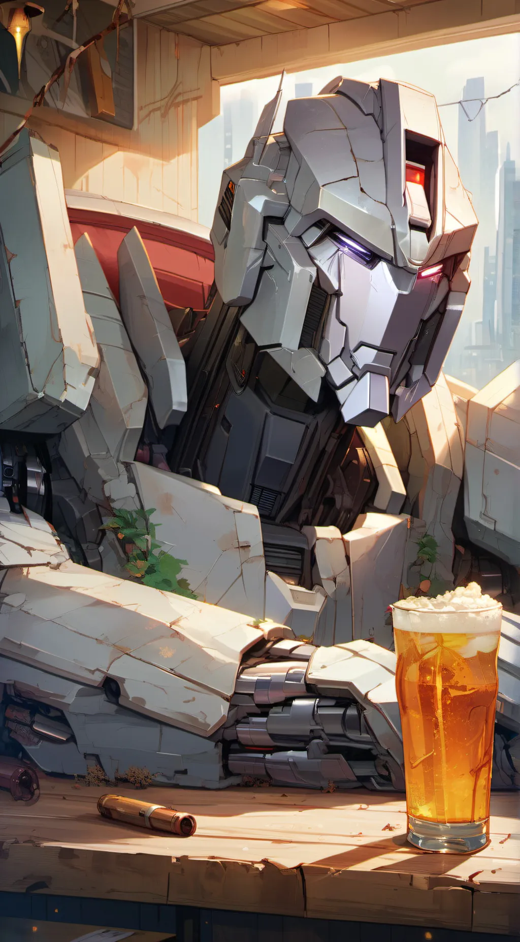 ai character: Megatron Last Form background