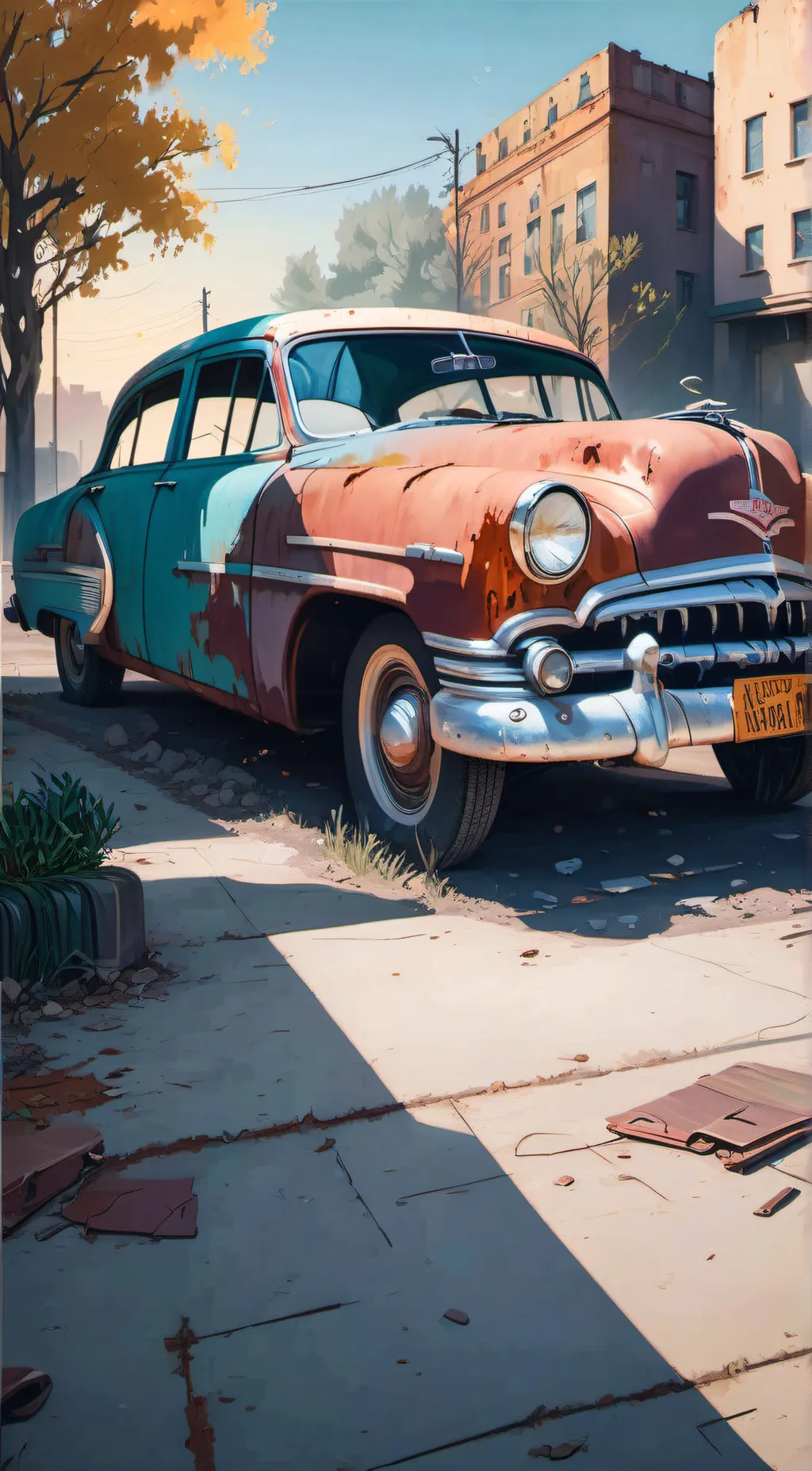 ai character: old car background