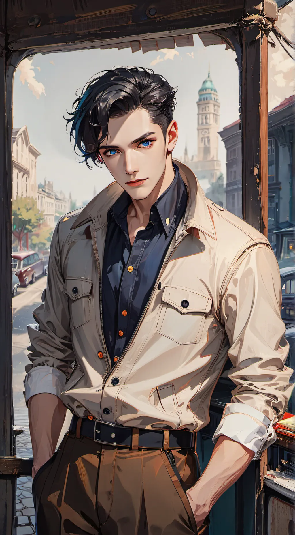 ai character: Adrian  background