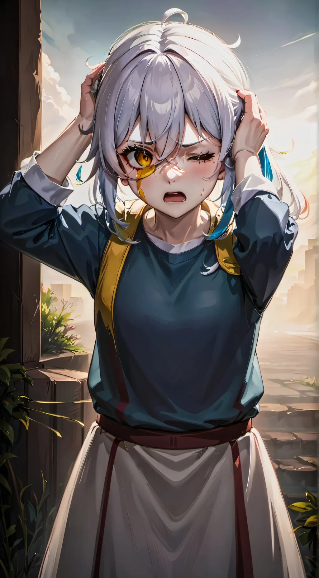 ai character: Jena and Red background