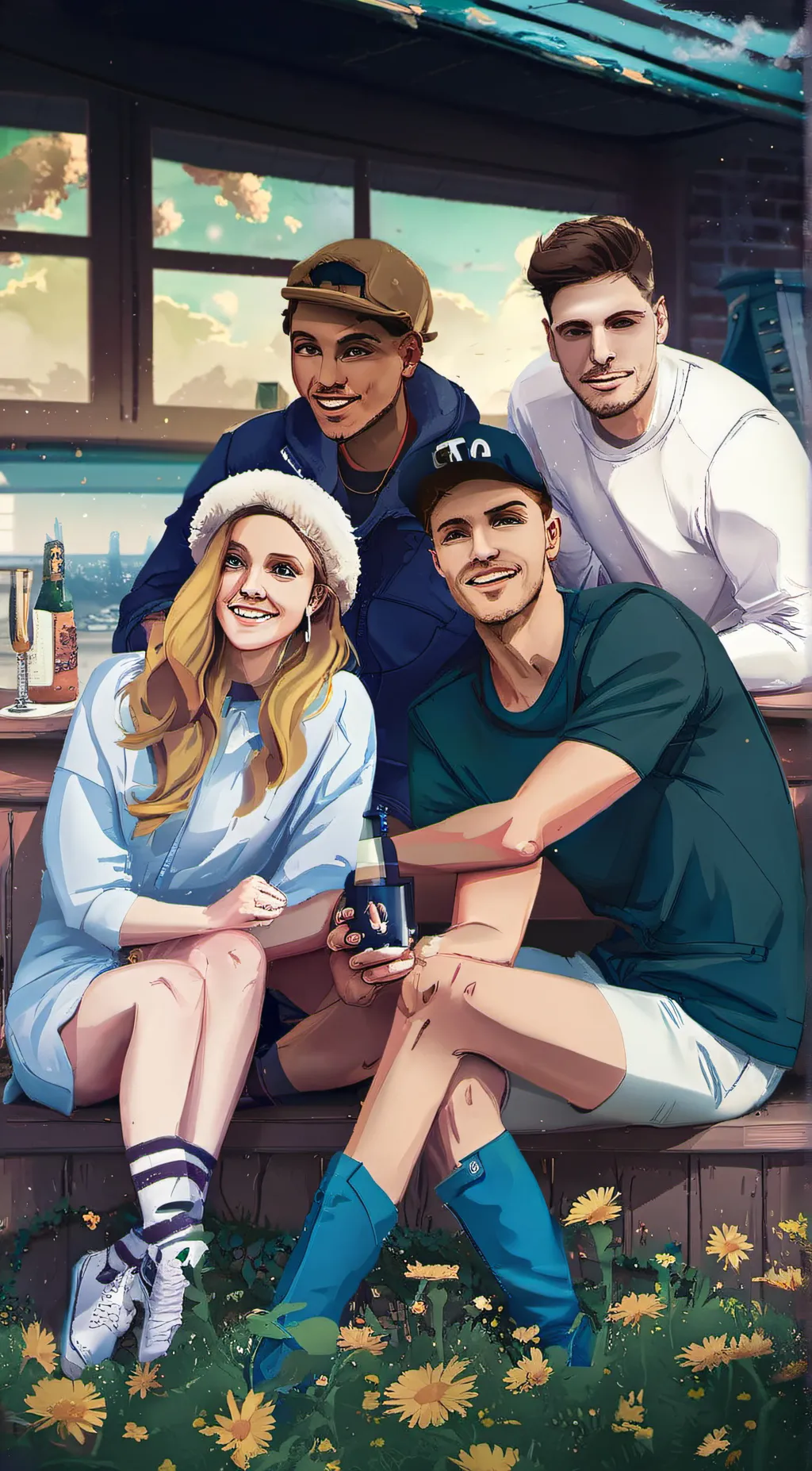 ai character: Amy,Alex,Adriel,Tj background