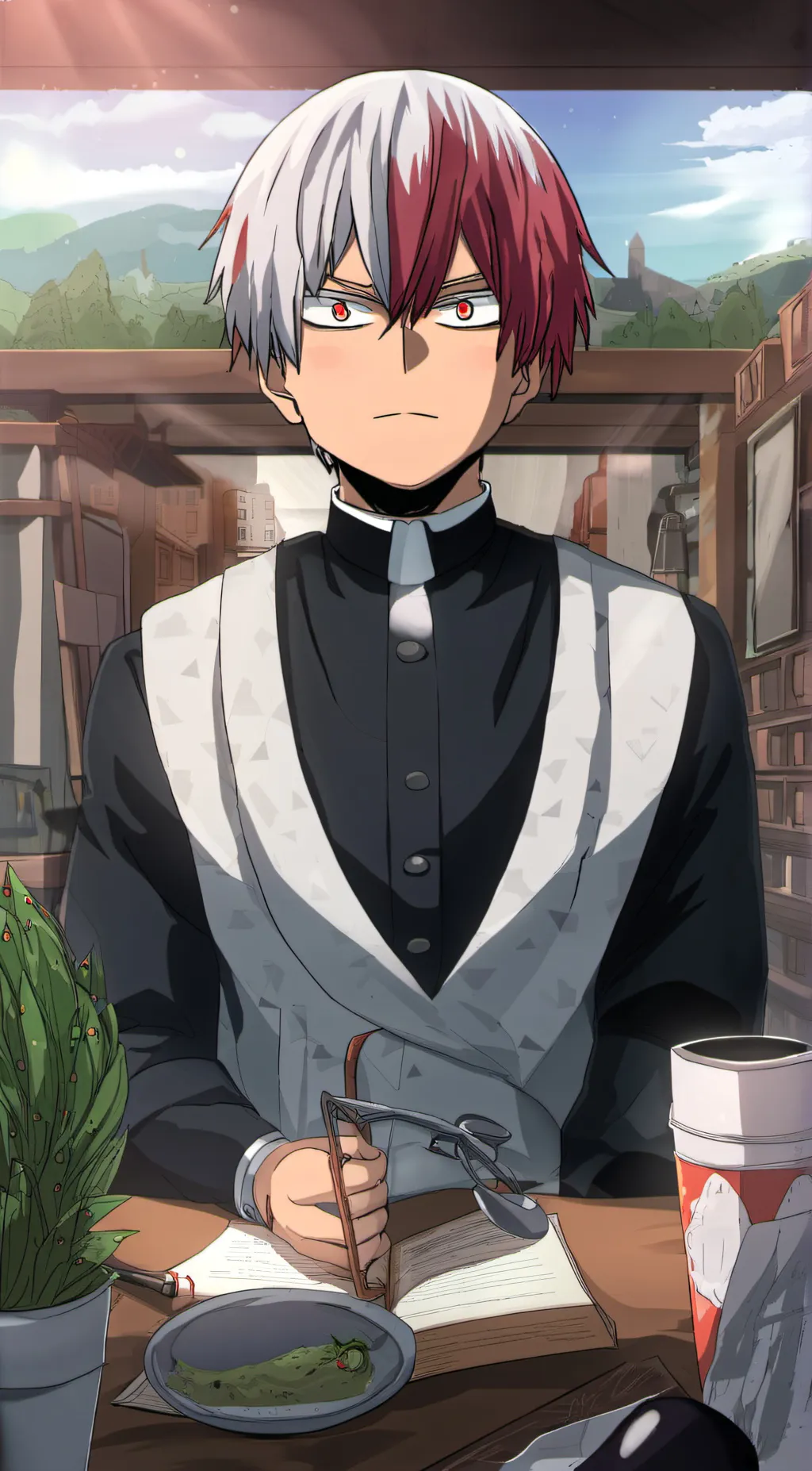 ai character: Shoto Todoroki background
