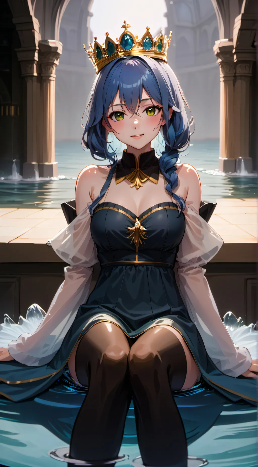 ai character: queen water background