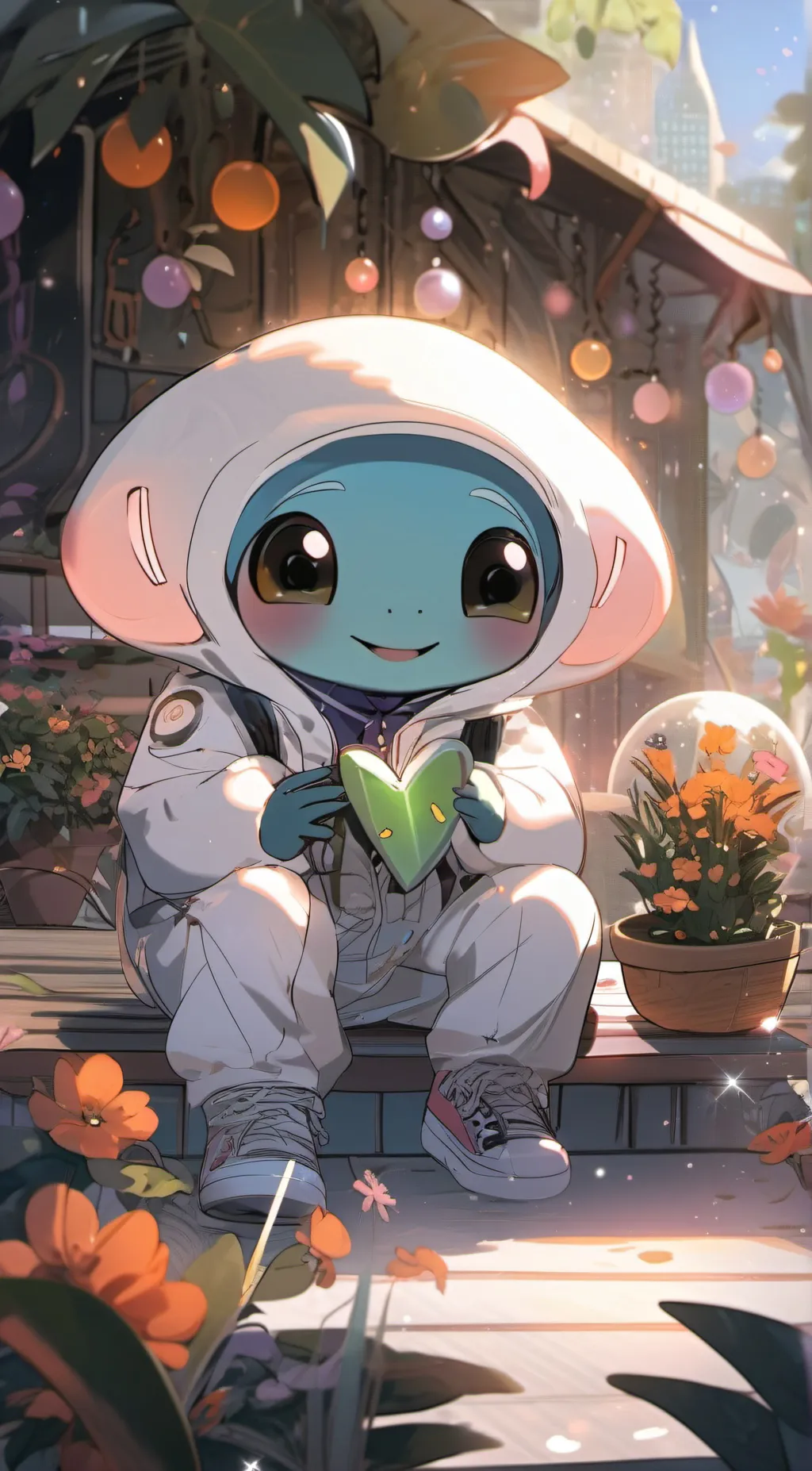 ai character: stitch  background