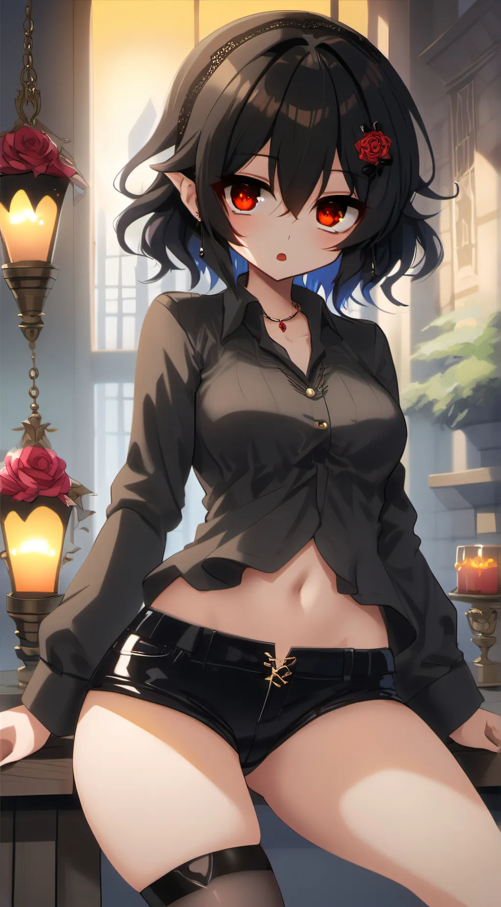 ai character: V4MP1E  background