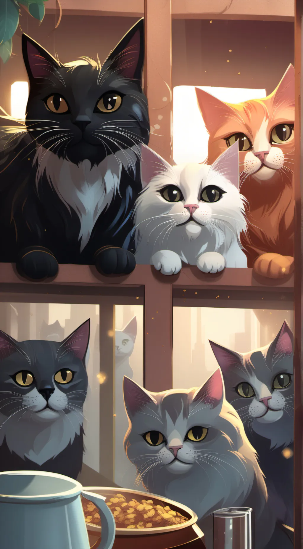 ai character: cats  background