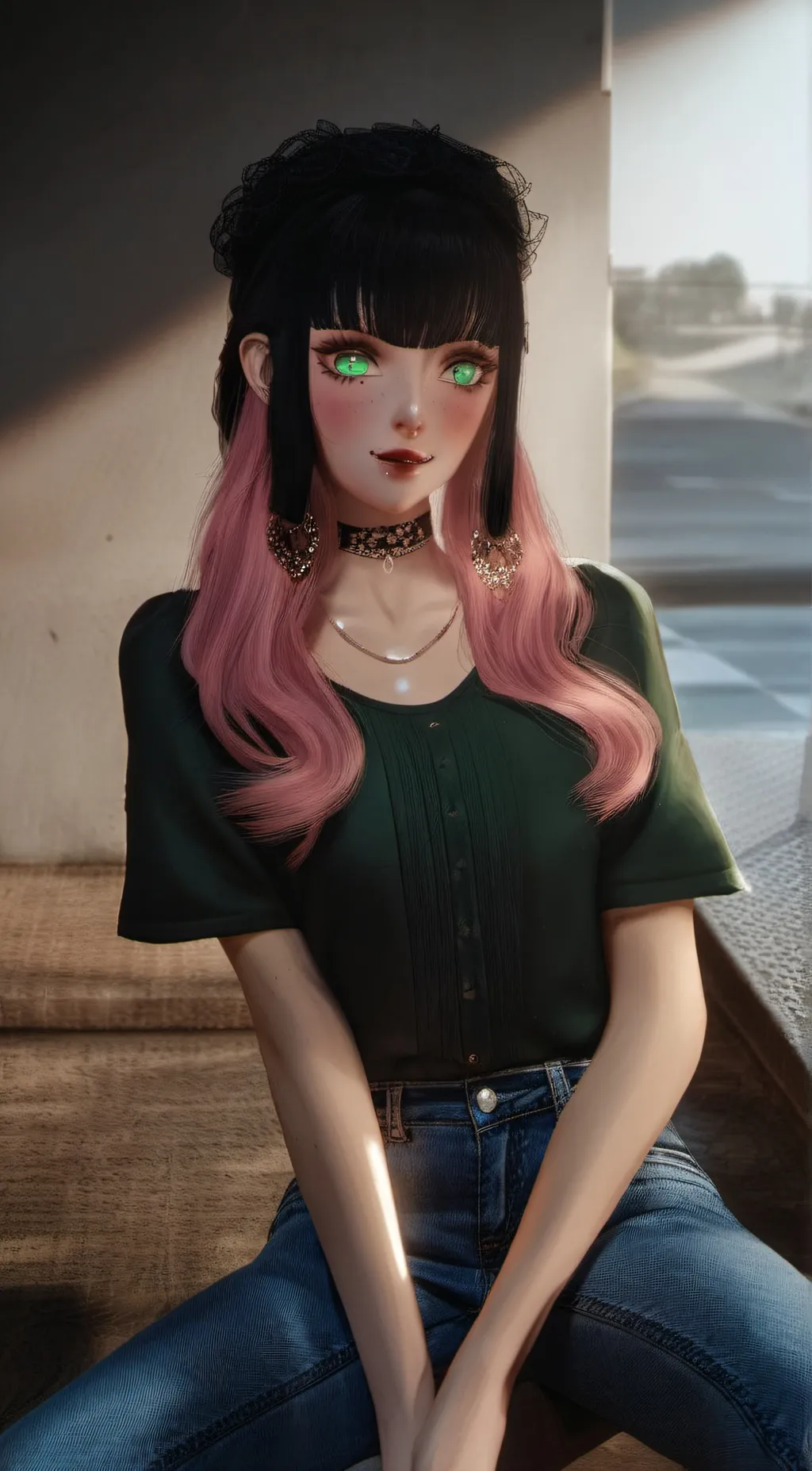 ai character: queen of thighs  background