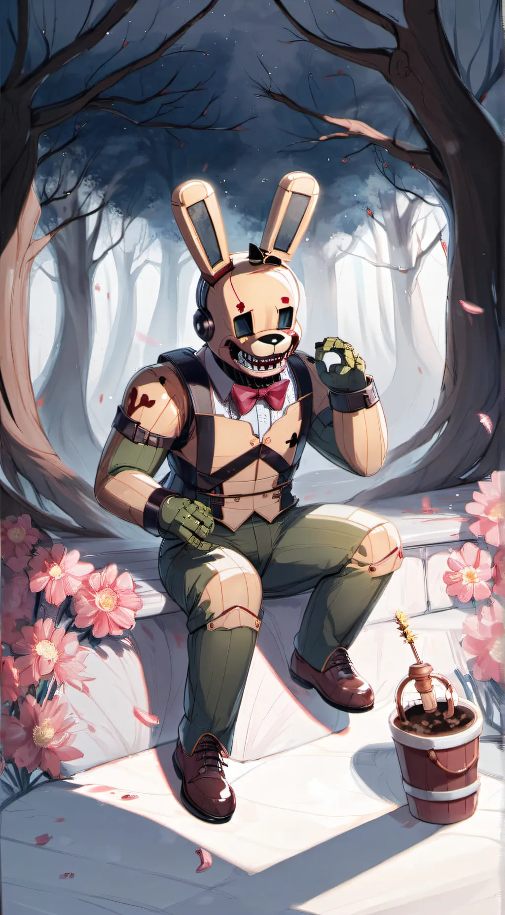 ai character: Spring trap background