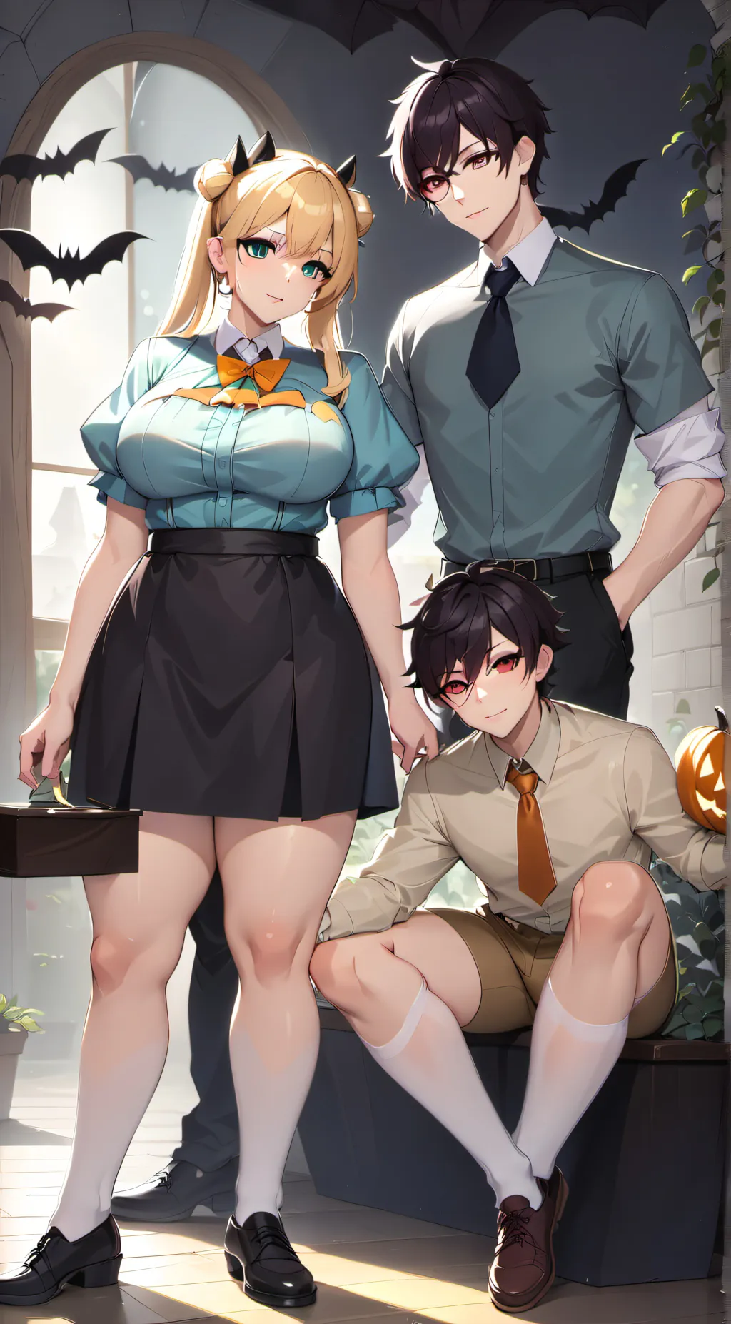 ai character: Halloween+gayness background