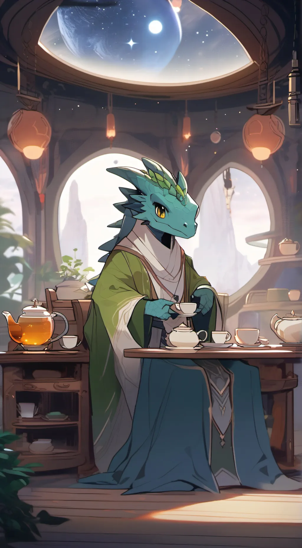 ai character: mint background