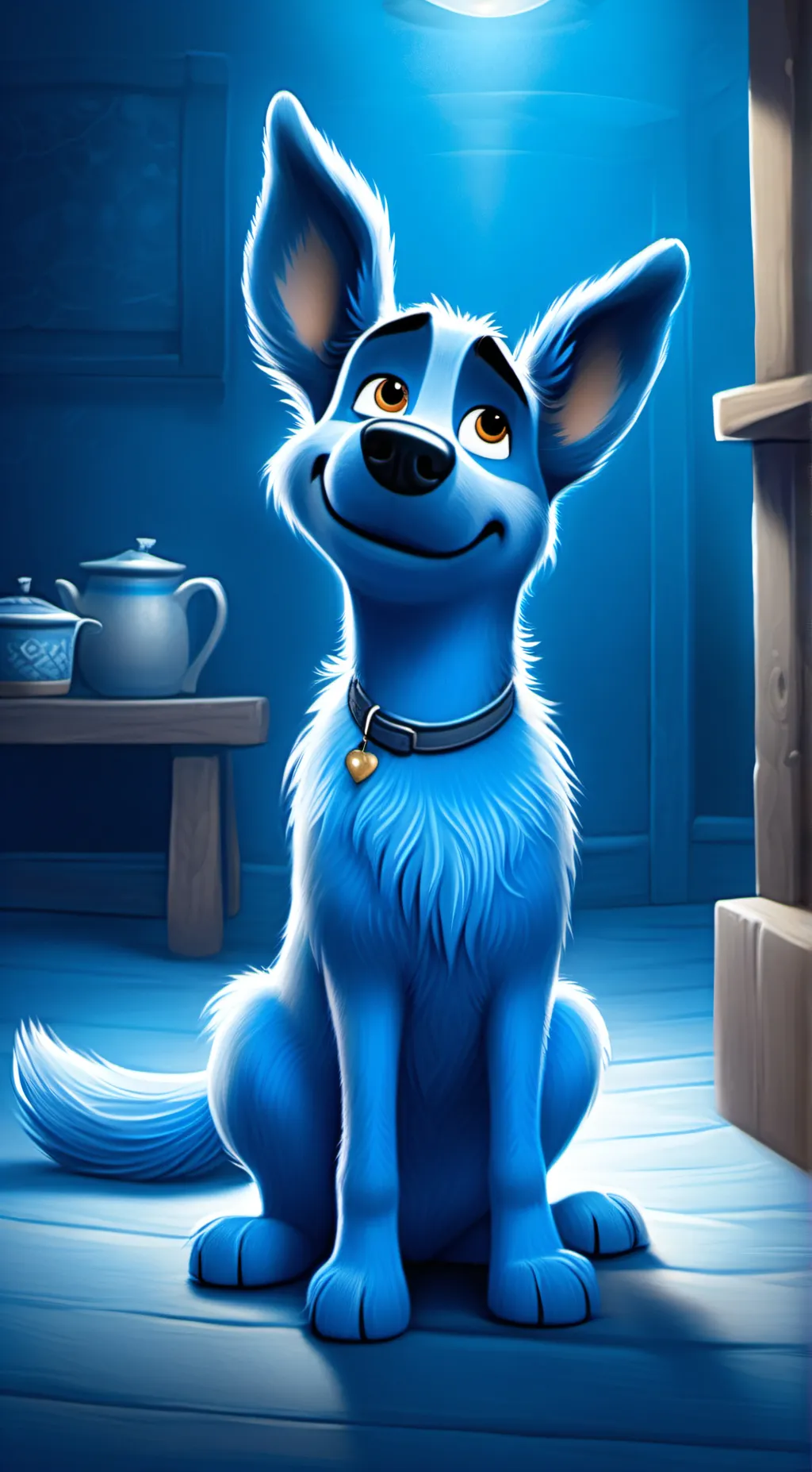 ai character: bluey background