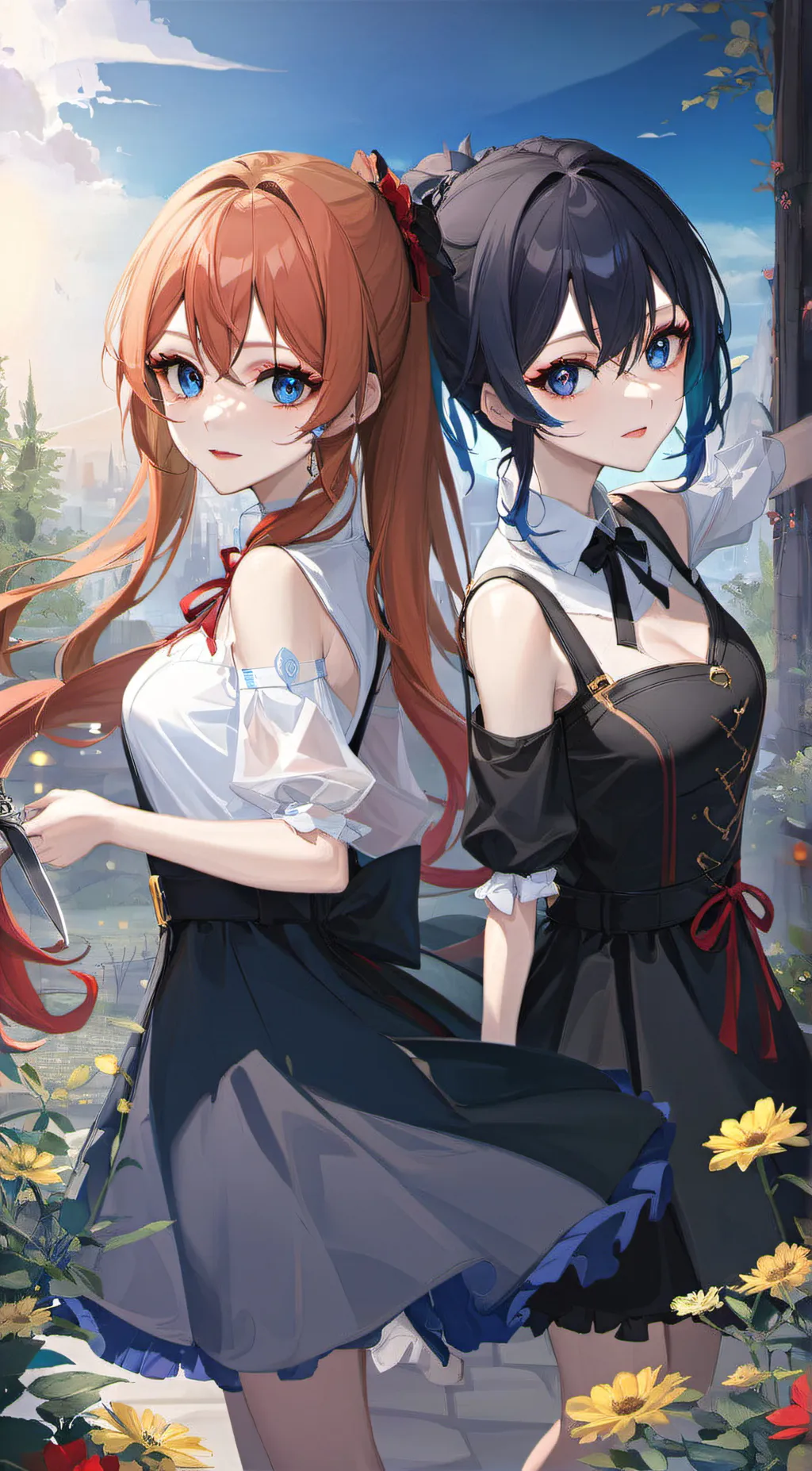 ai character: Luna and Moon background