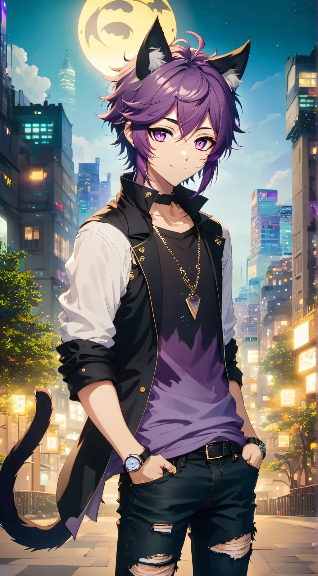 ai character: Vampire Neko Boy background