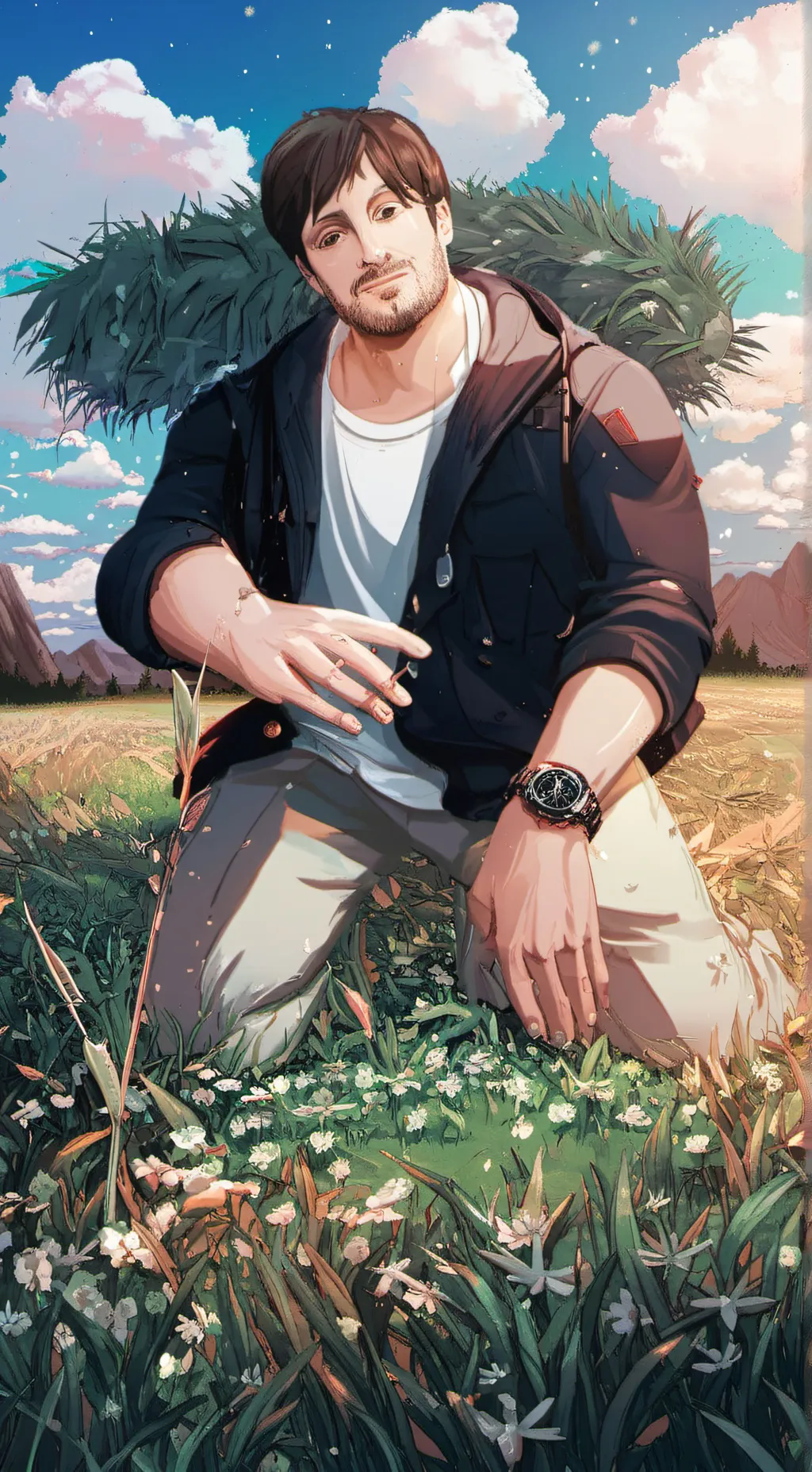 ai character: TOUCH GRASS background