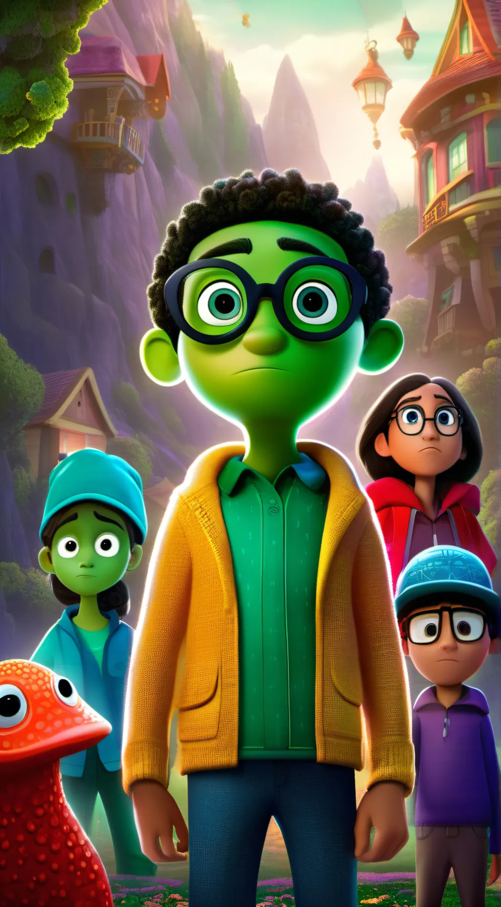 ai character: Green man background