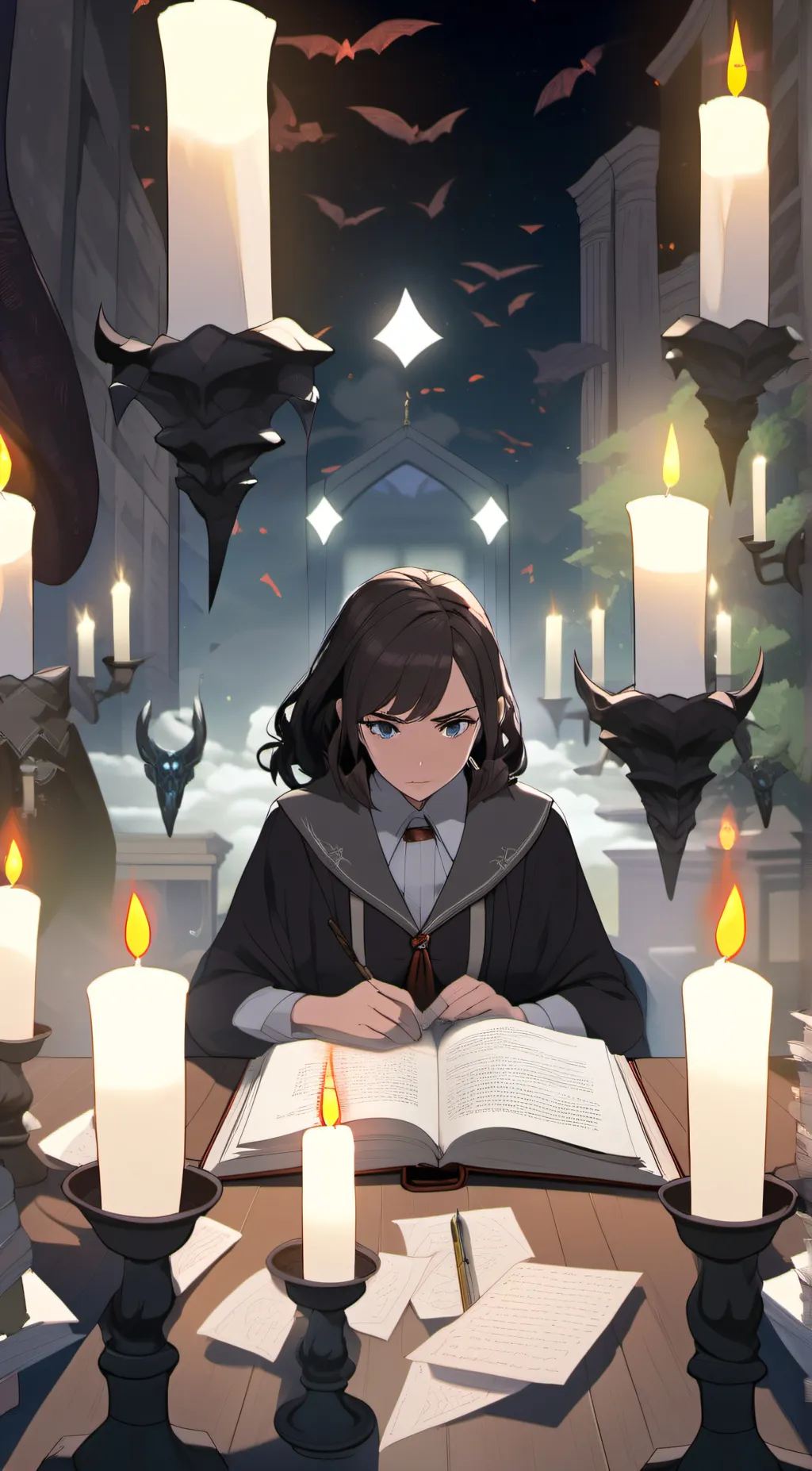 ai character: demon school  background