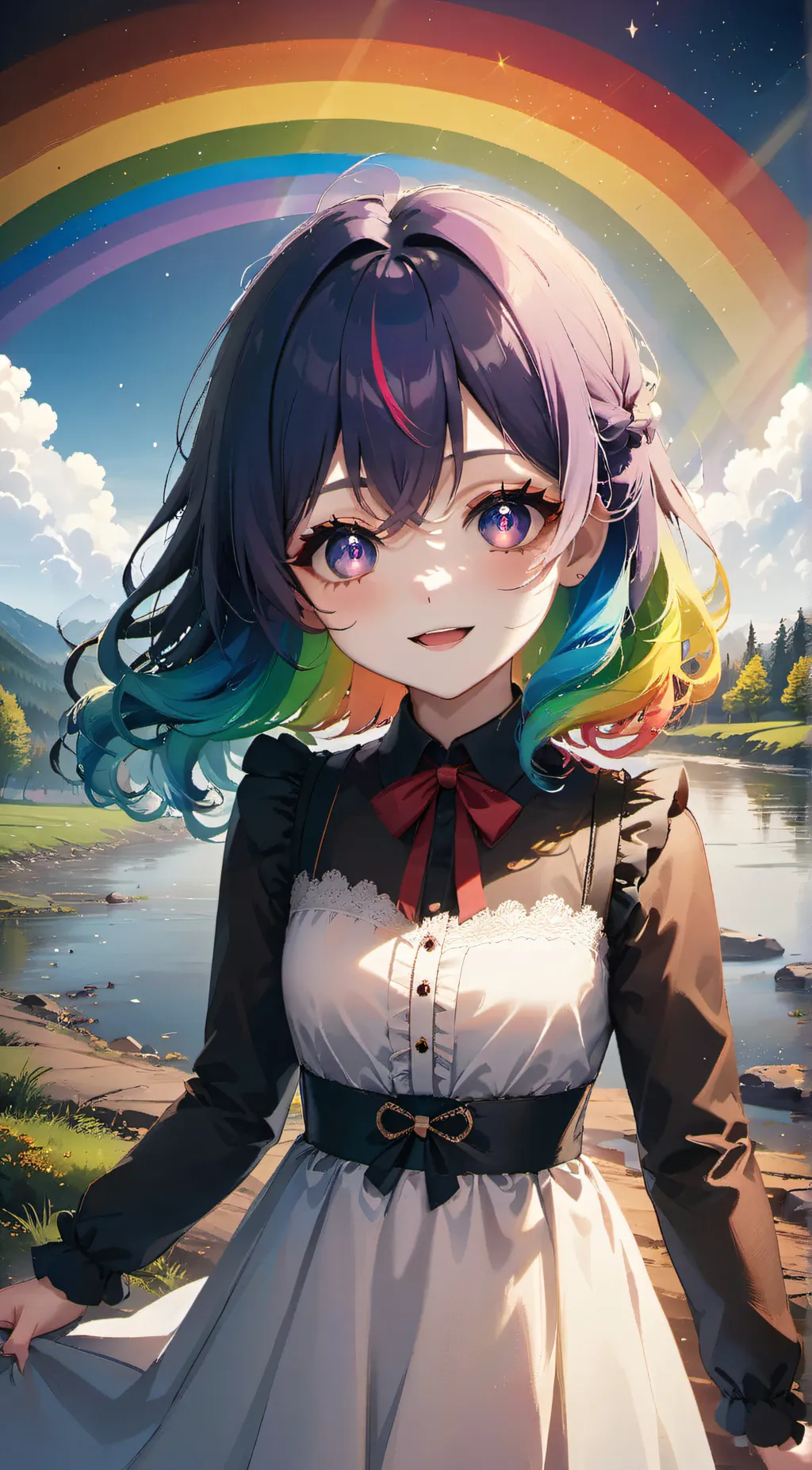 ai character: rainbow oreo background