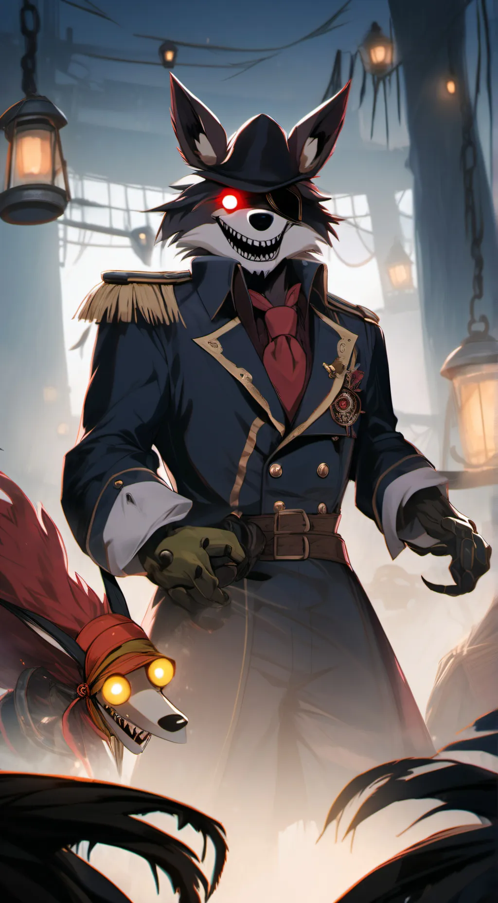 ai character: nightmare foxy  background