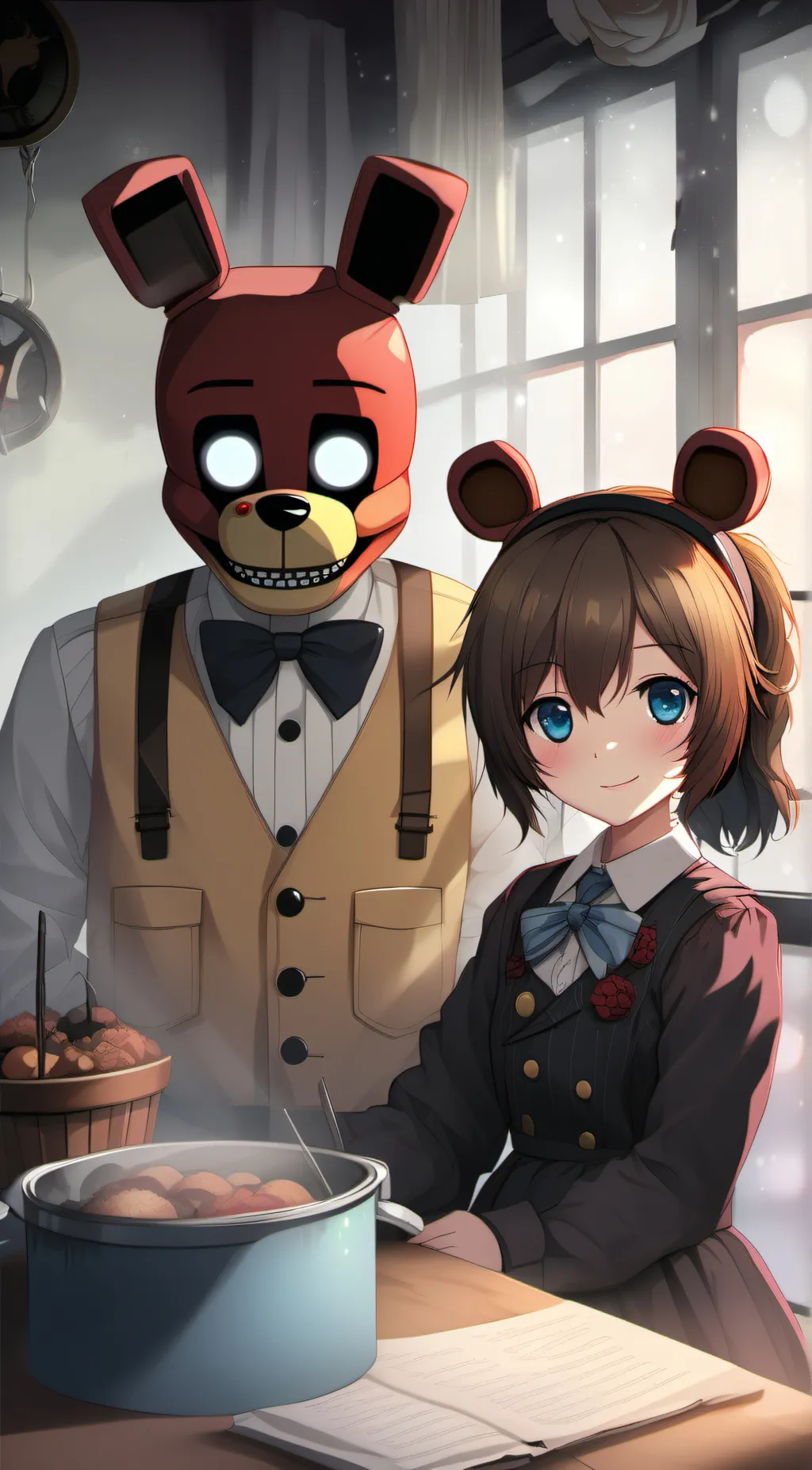 ai character: anime FNAF background
