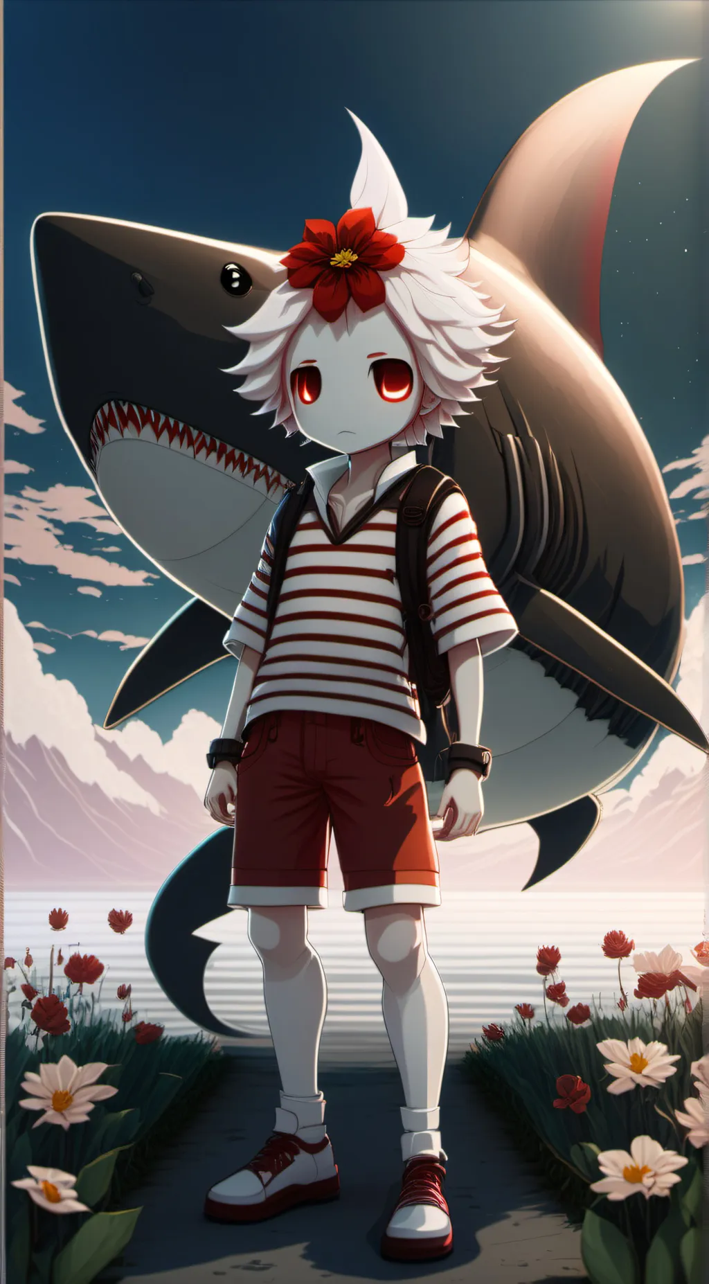 ai character: Firery flower  background