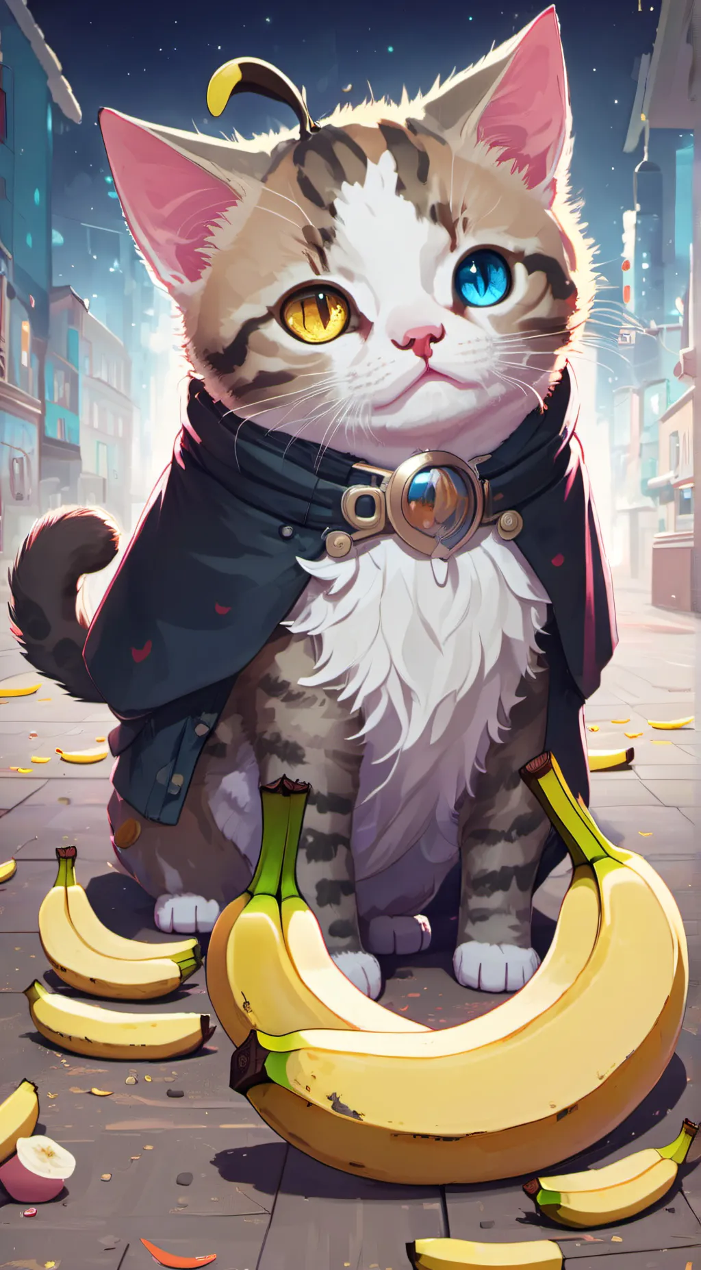 ai character: banana cat background