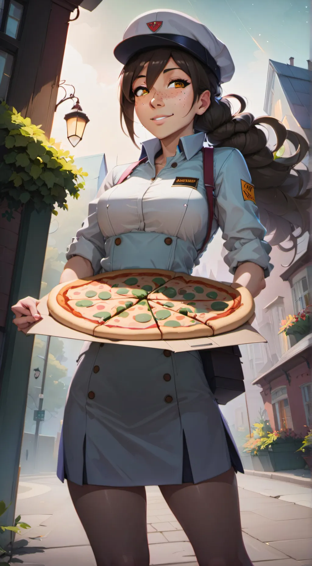 ai character: Violet background