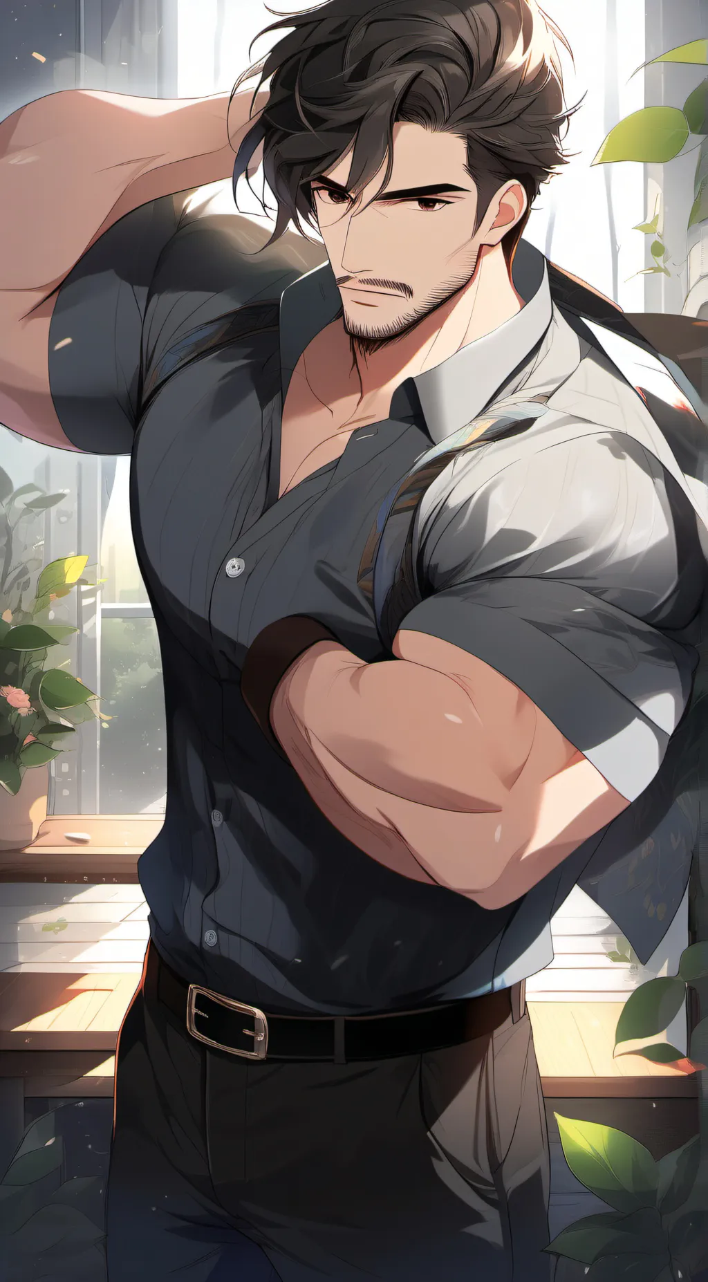 ai character: Leon  background