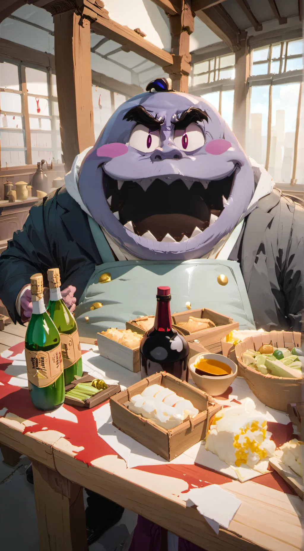 ai character: Grimace  background