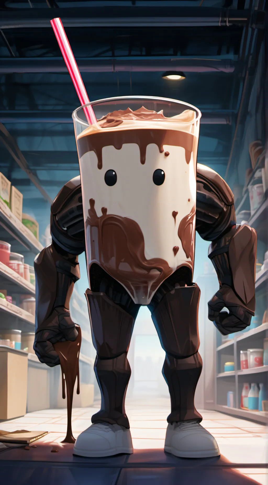 ai character: chocolate milk background