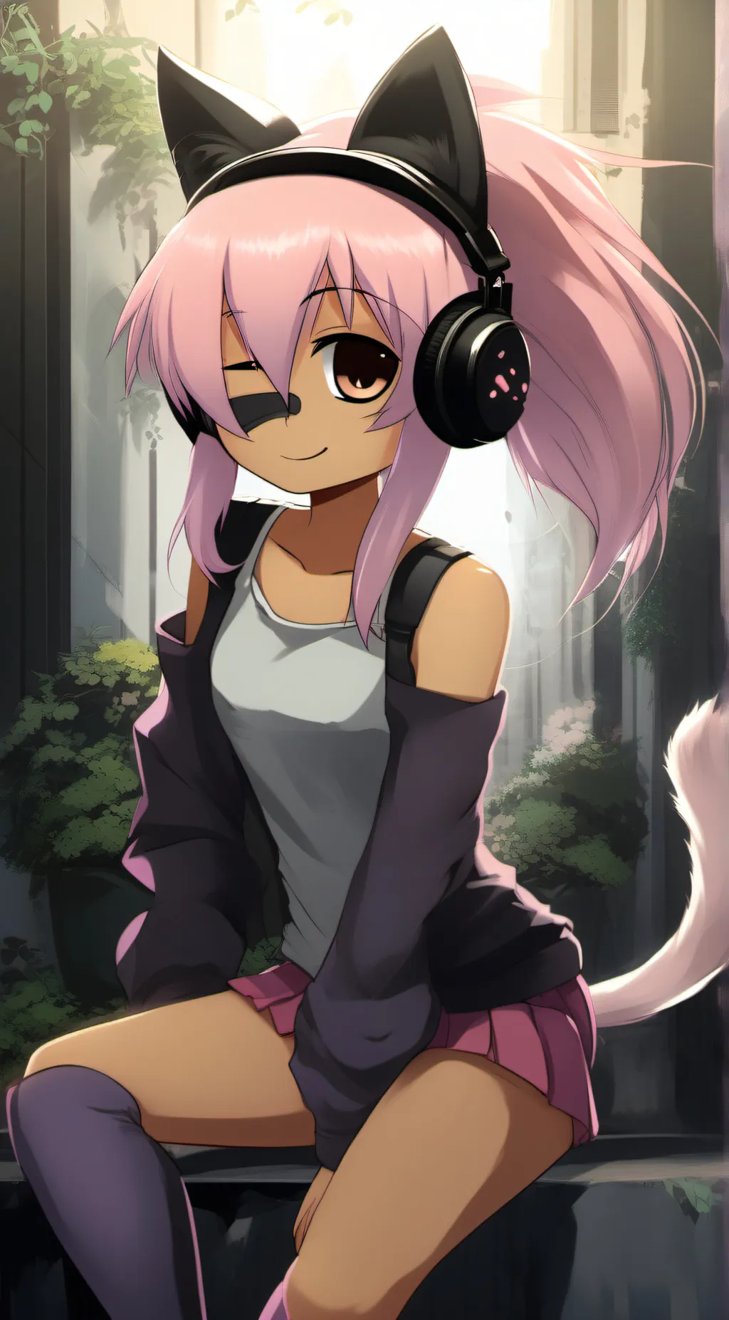 ai character: Pink rose background