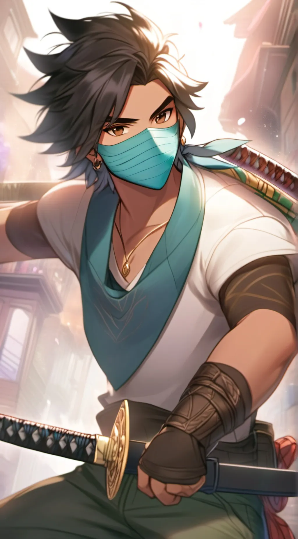 ai character: Leonardo hamato  background