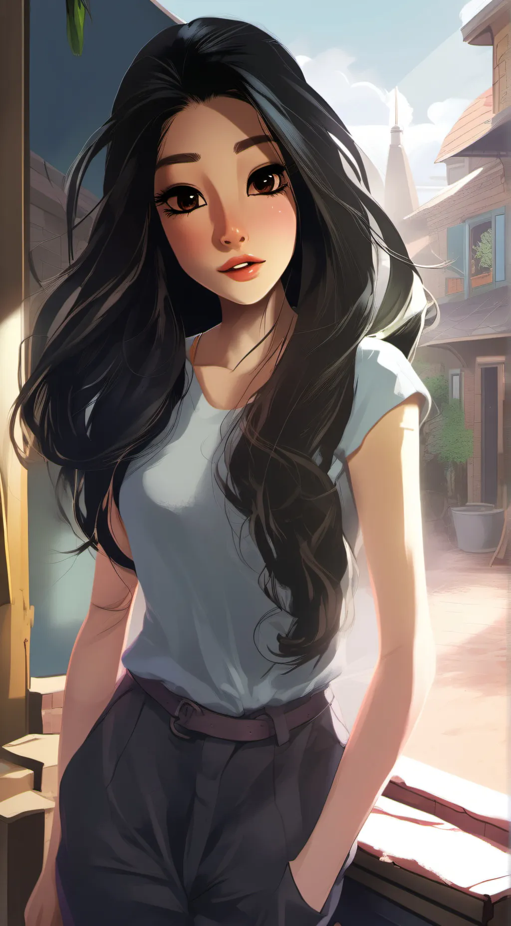 ai character: Amber background