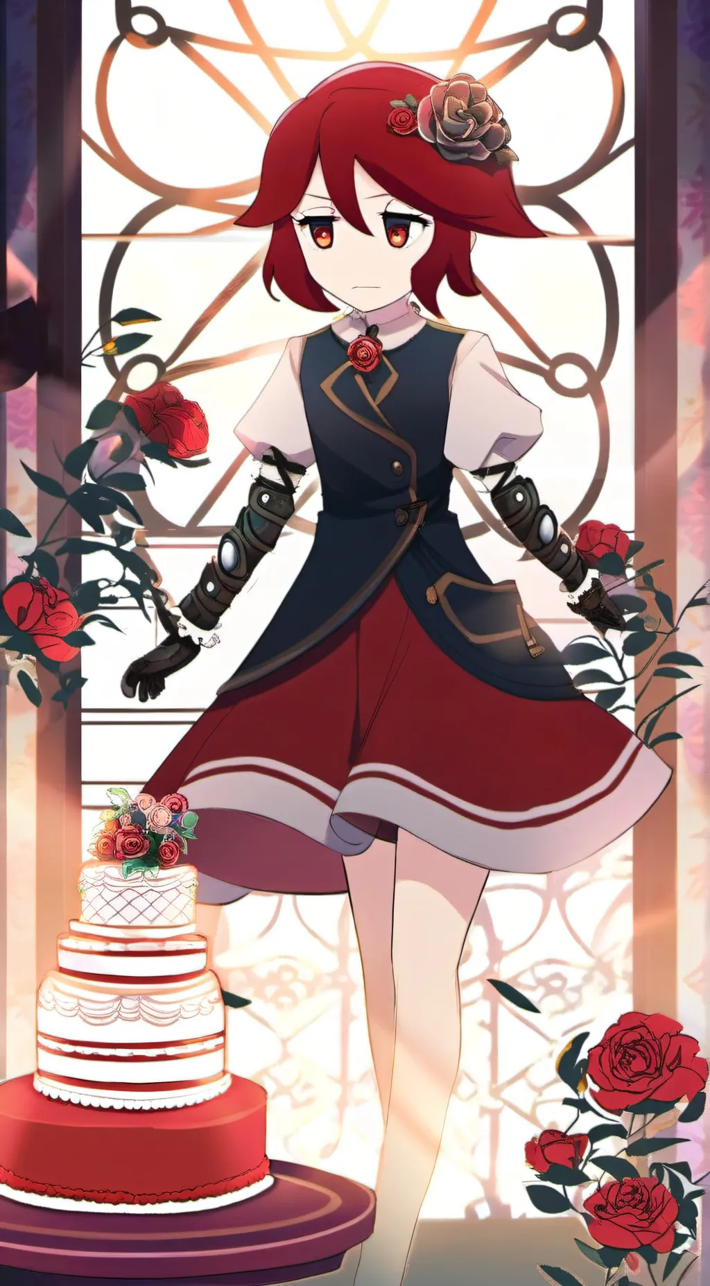 ai character: Red velvet background