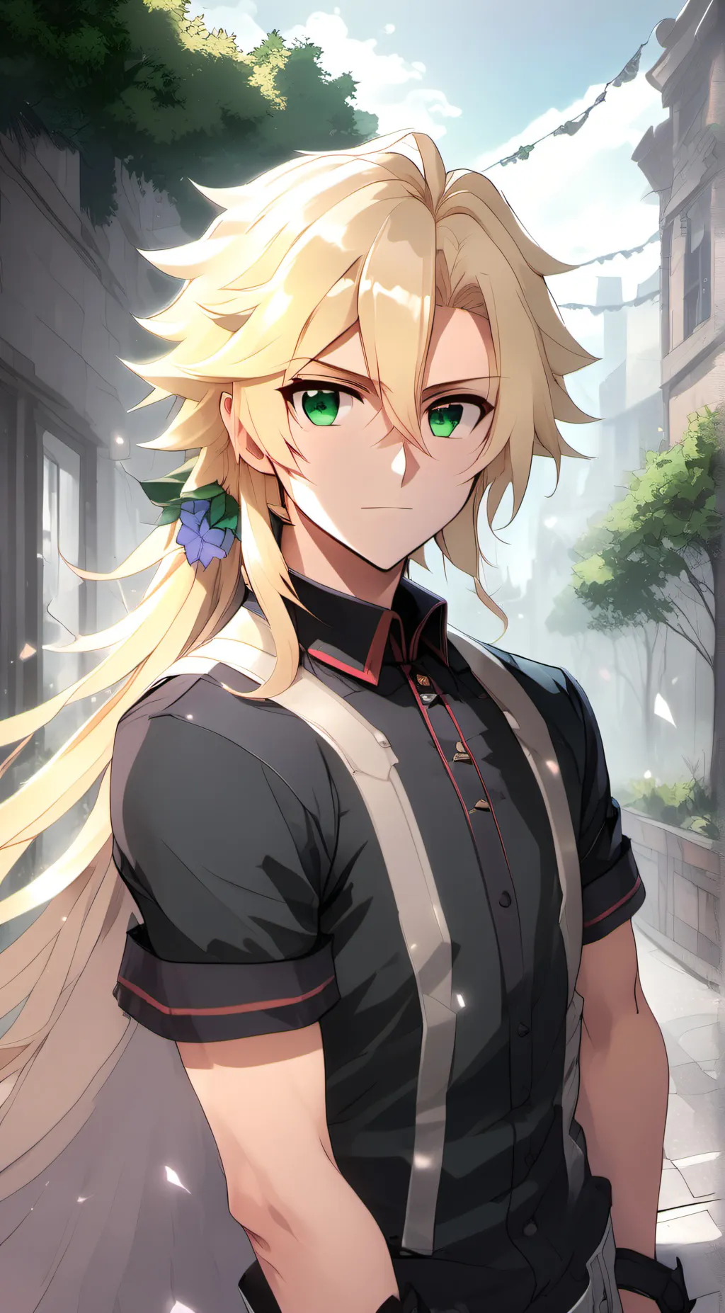 ai character: present mic  background