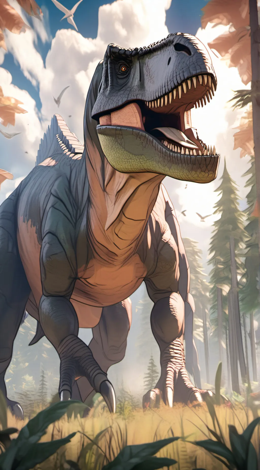 ai character: Grown-up T-Rex background