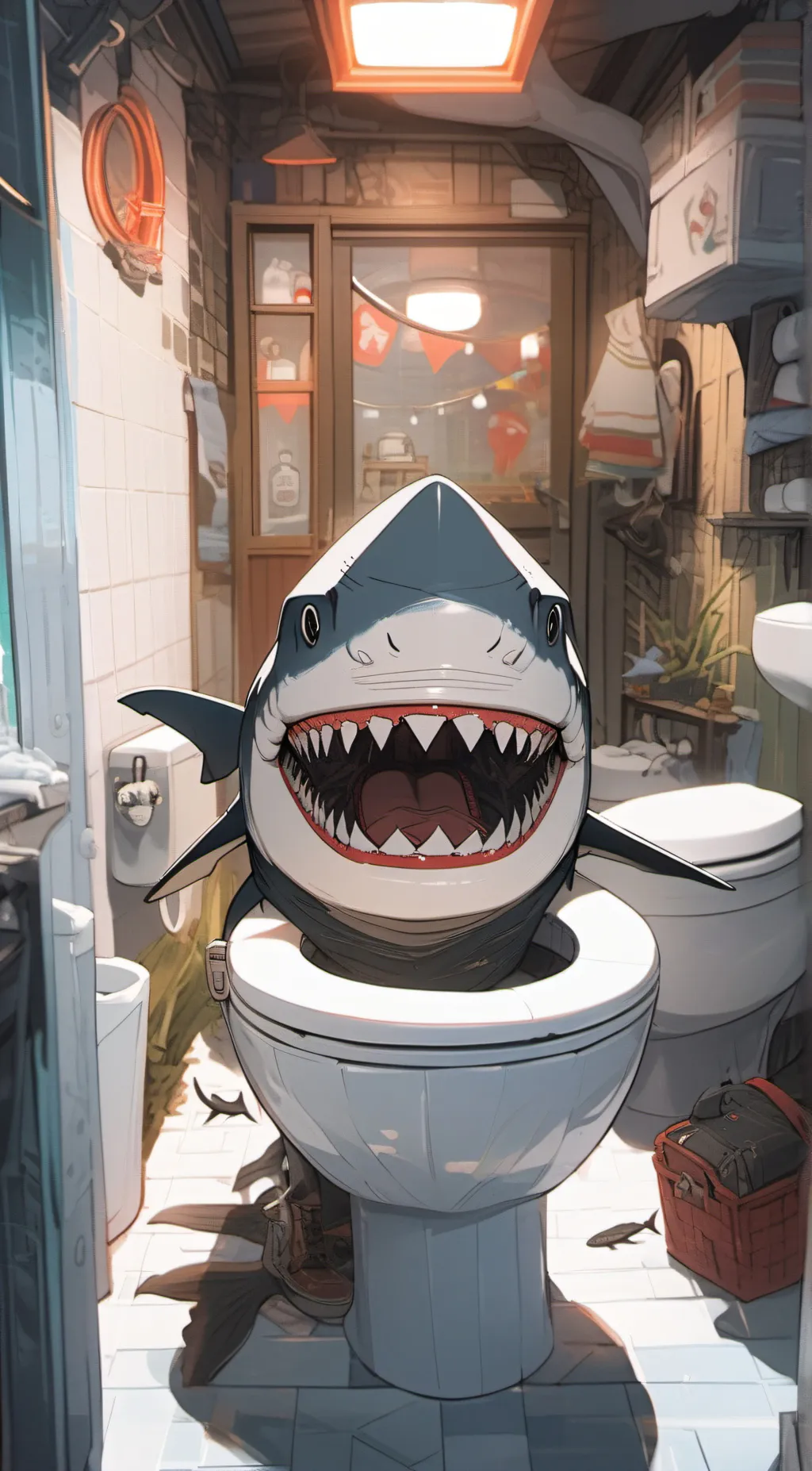 ai character: Toilet Shark background
