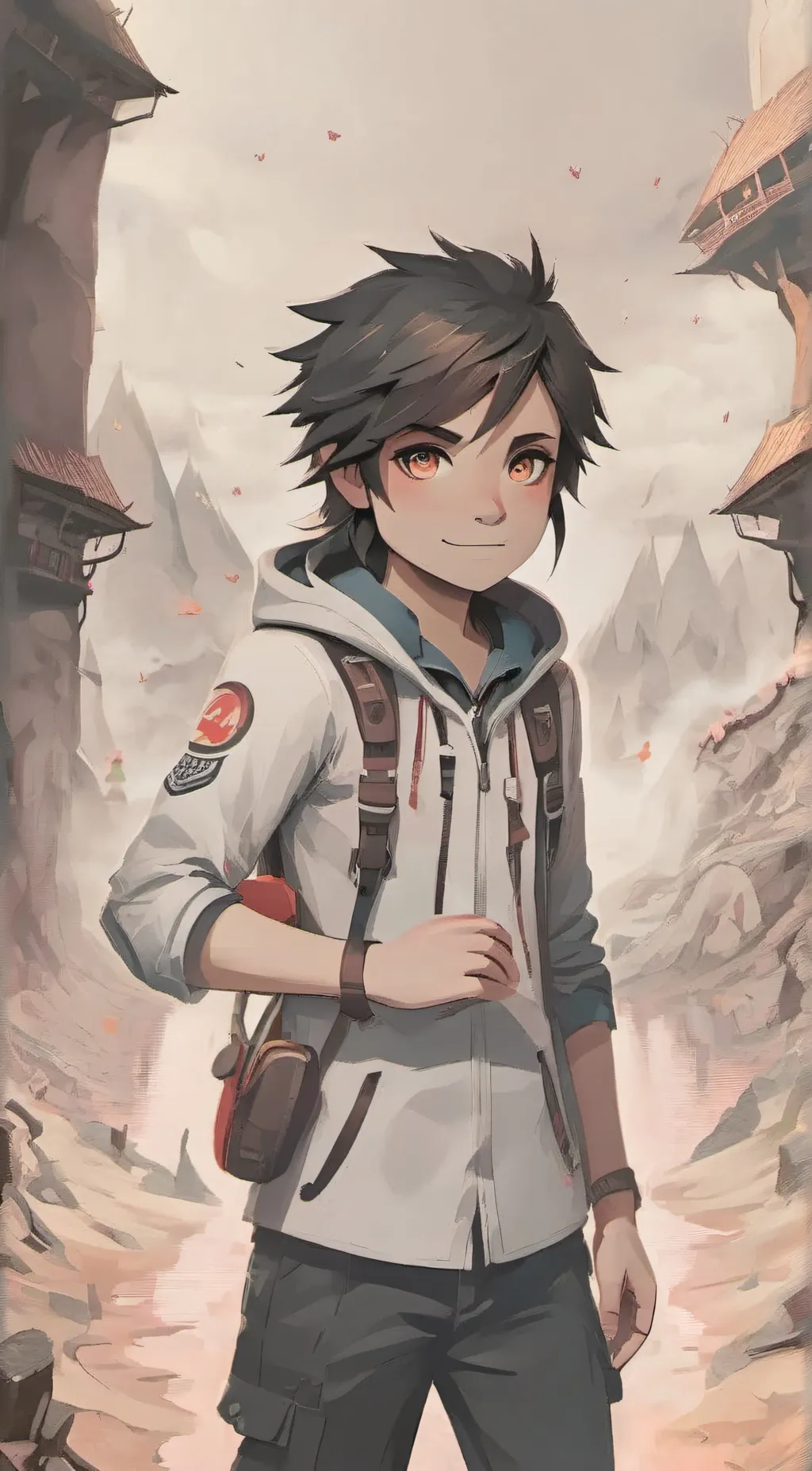 ai character: fat young boy  background