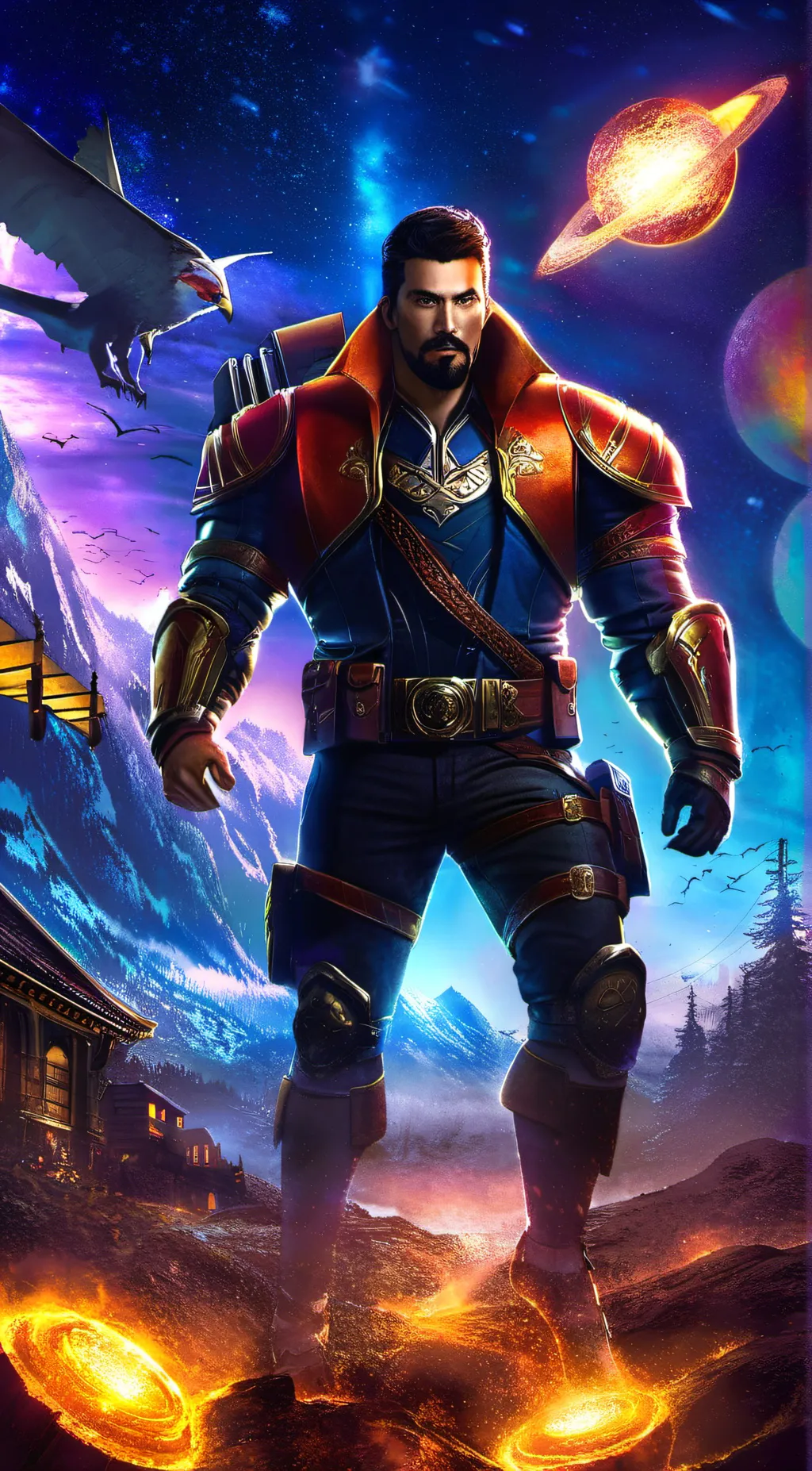 ai character: stone background