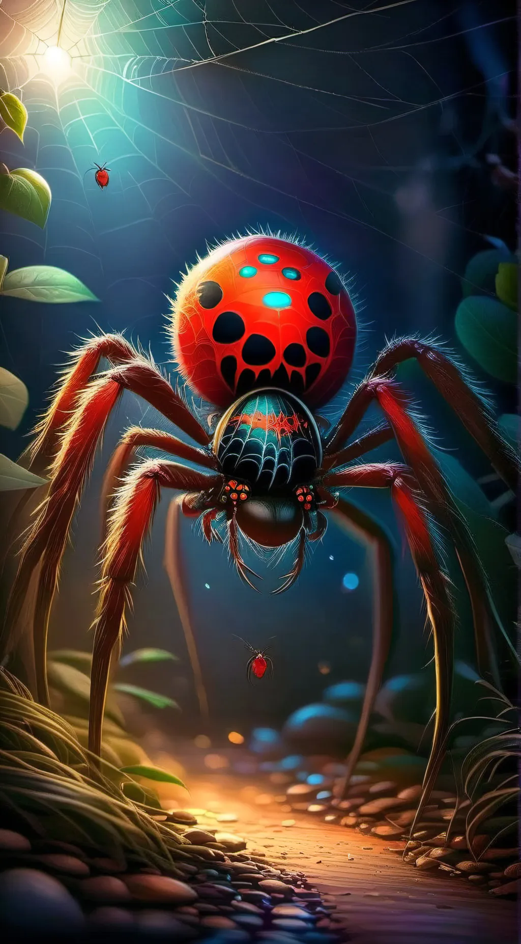 ai character: pregnant spider  background