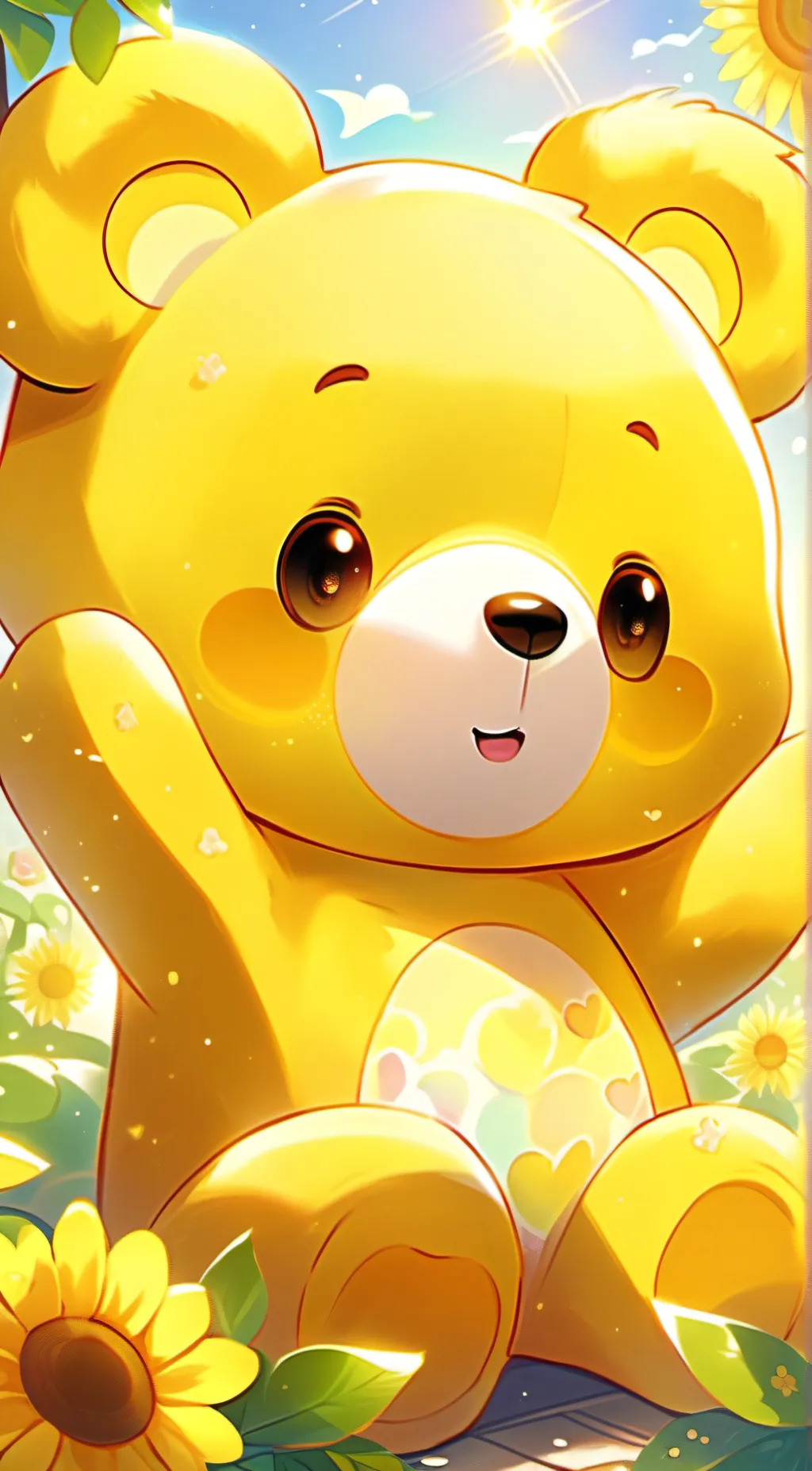 ai character: Yellow Carebear  background