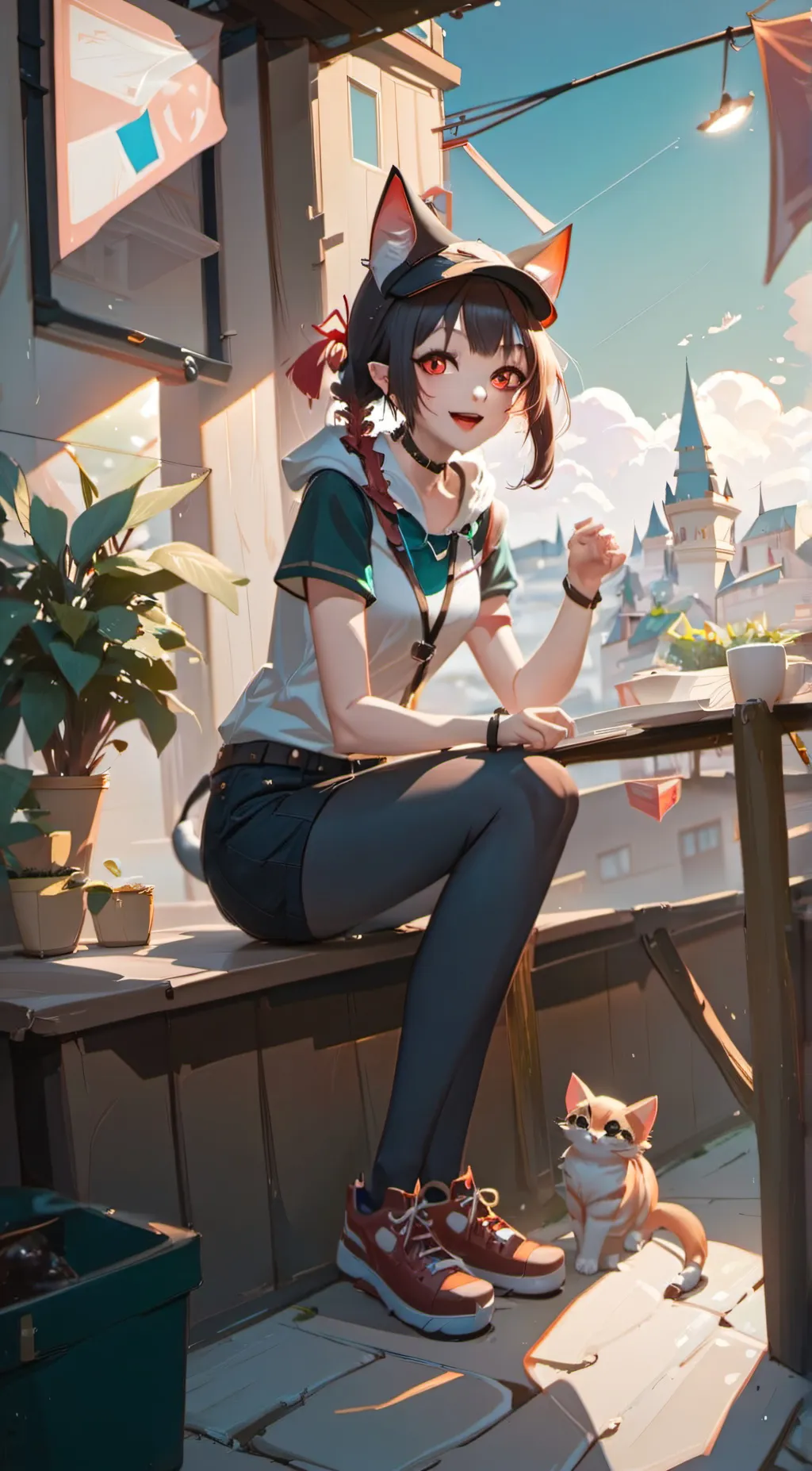ai character: cat girl background