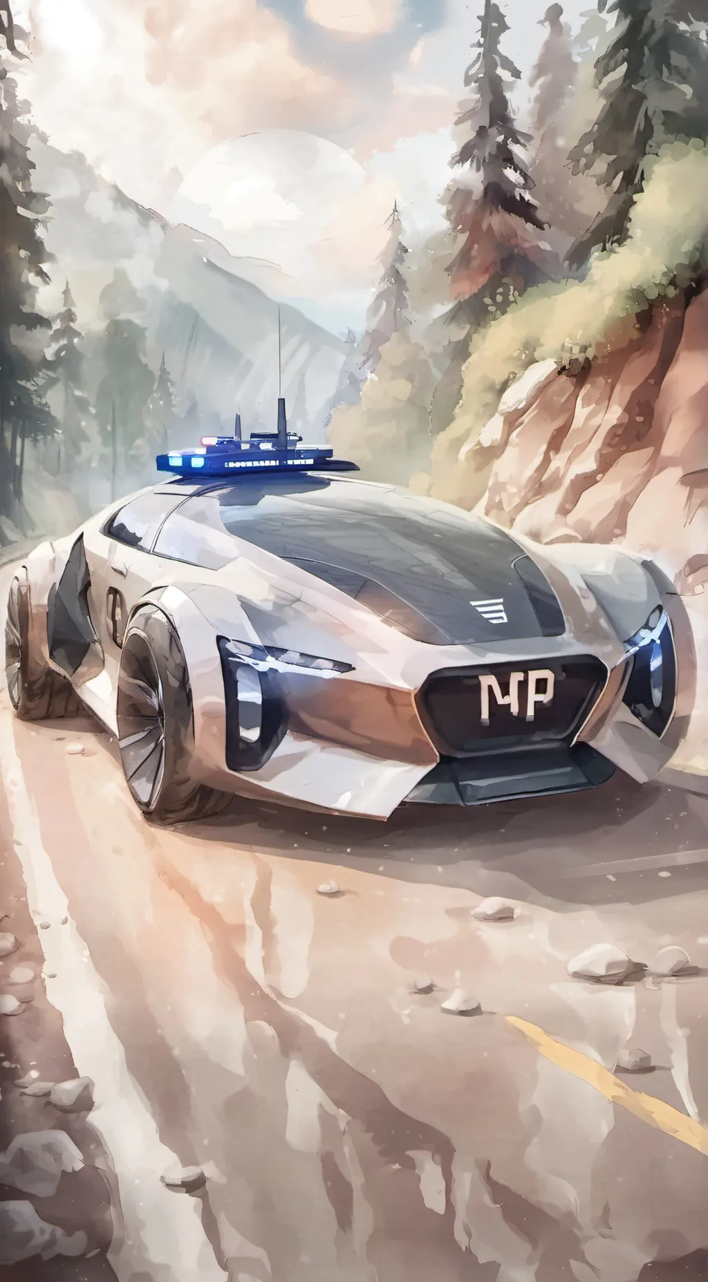 ai character: Automated Cop car background