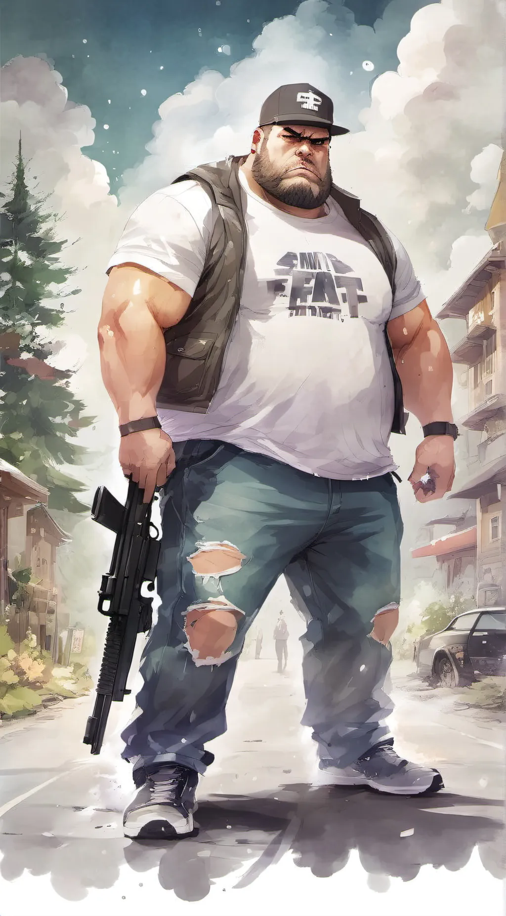 ai character: Fat guy background