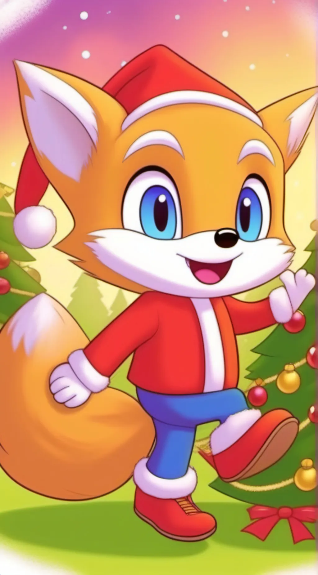 ai character: Tails (Christmas) background