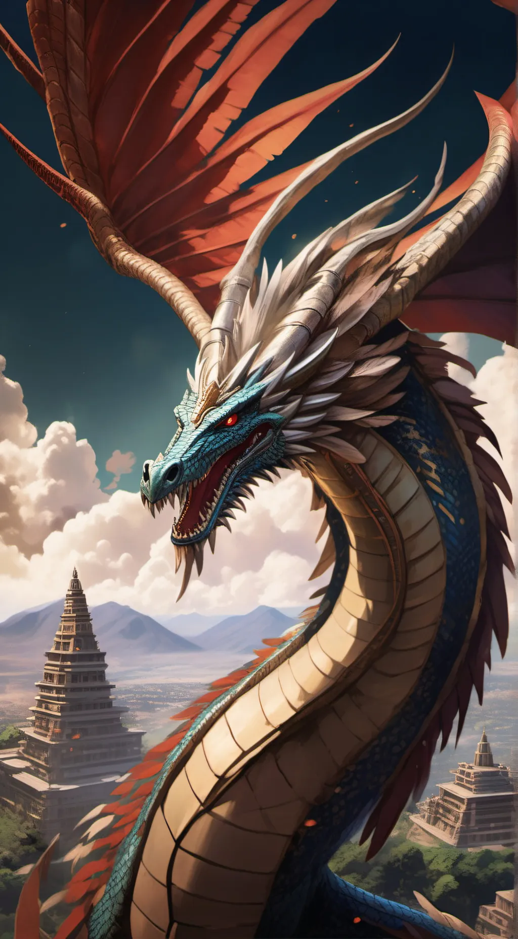 ai character: feather serpent  background