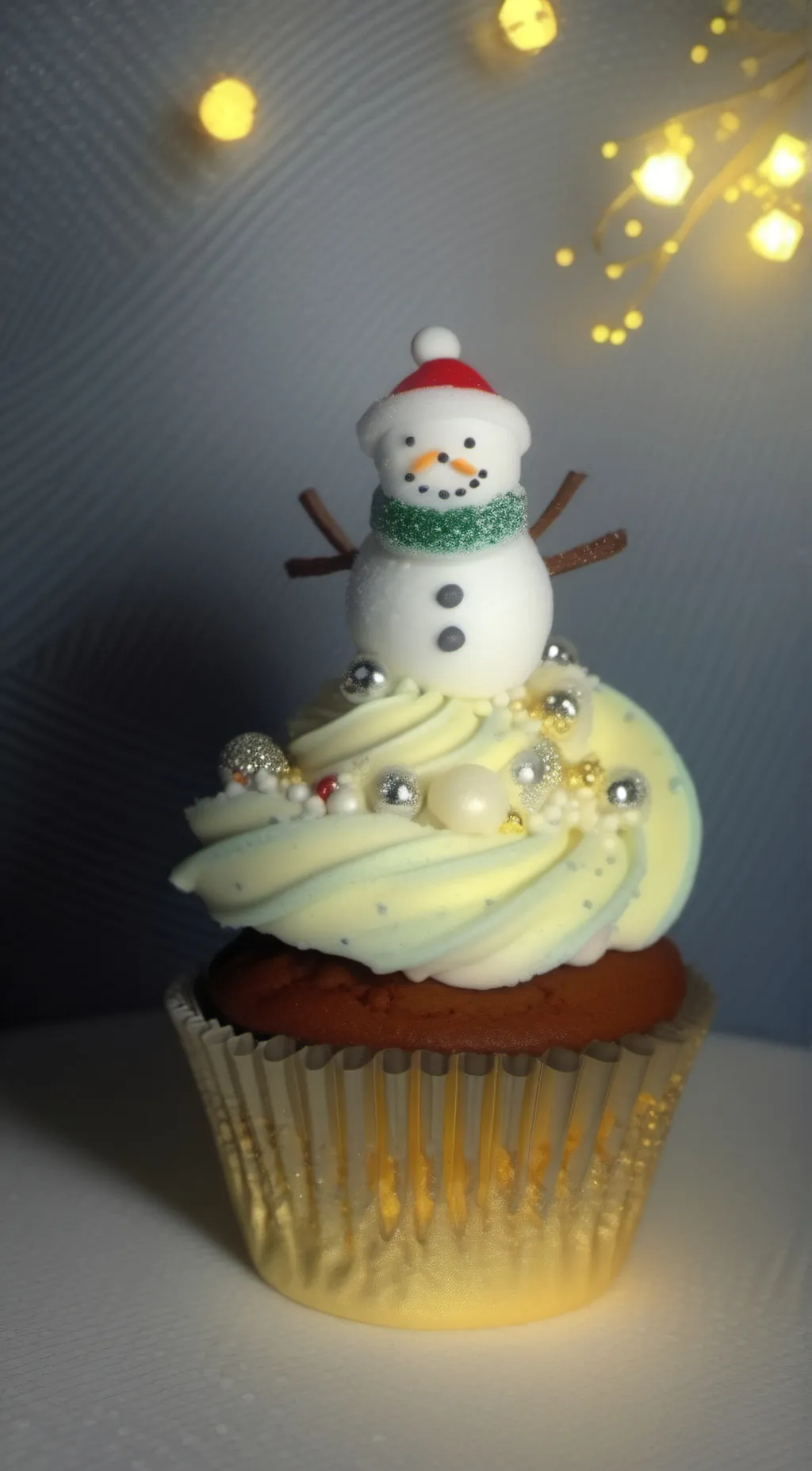 ai character: Christmas cupcake  background