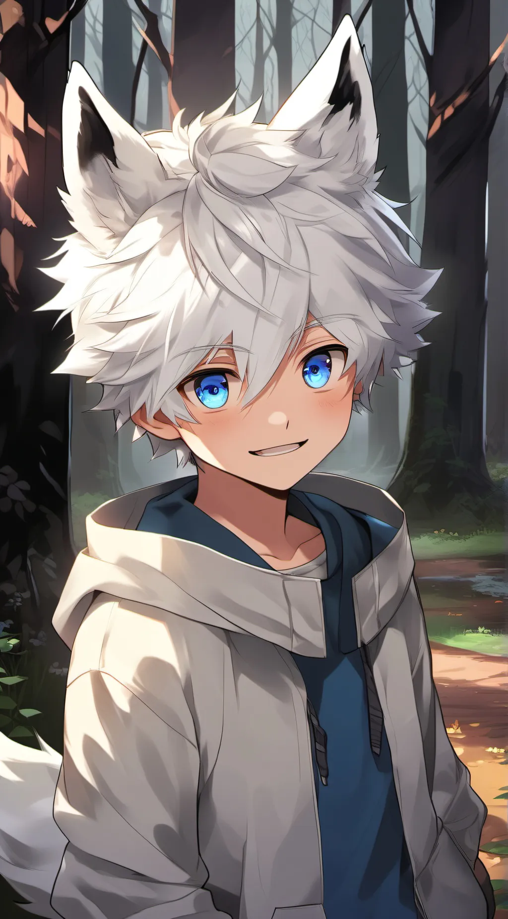 ai character: Wolf boy  background
