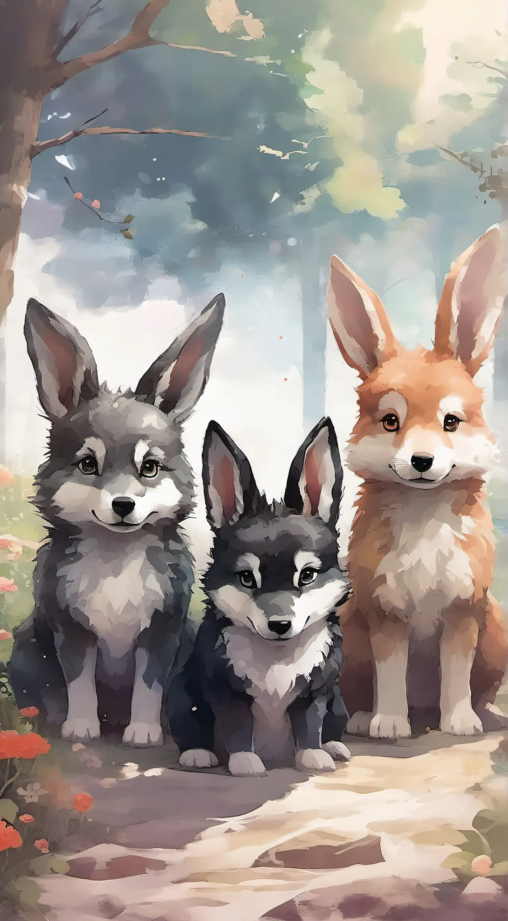 ai character: jacki,tucker,fluff background